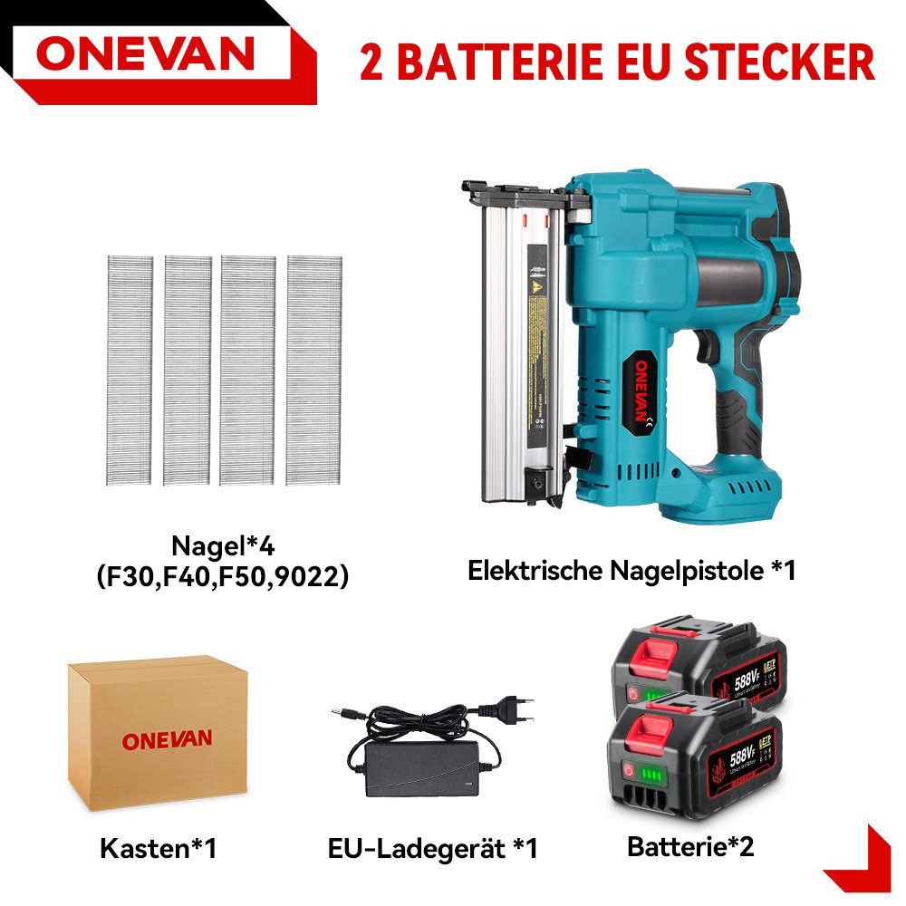 ONEVAN Akku-Tacker 2-in-1 Nagler Nagelpistole Set Akku Klammerer mit 2x Akk günstig online kaufen