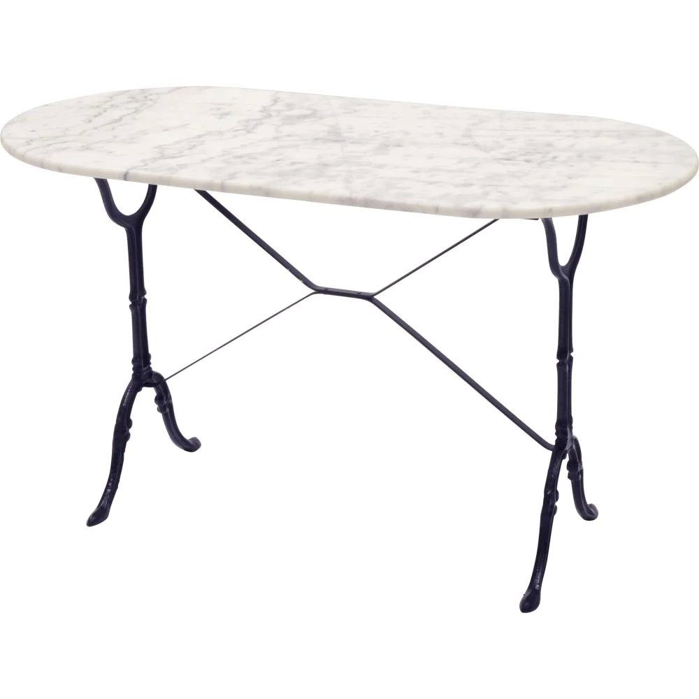 Lesli Living Gartentisch Marmortisch Marmor weiß oval 120x60x71 cm