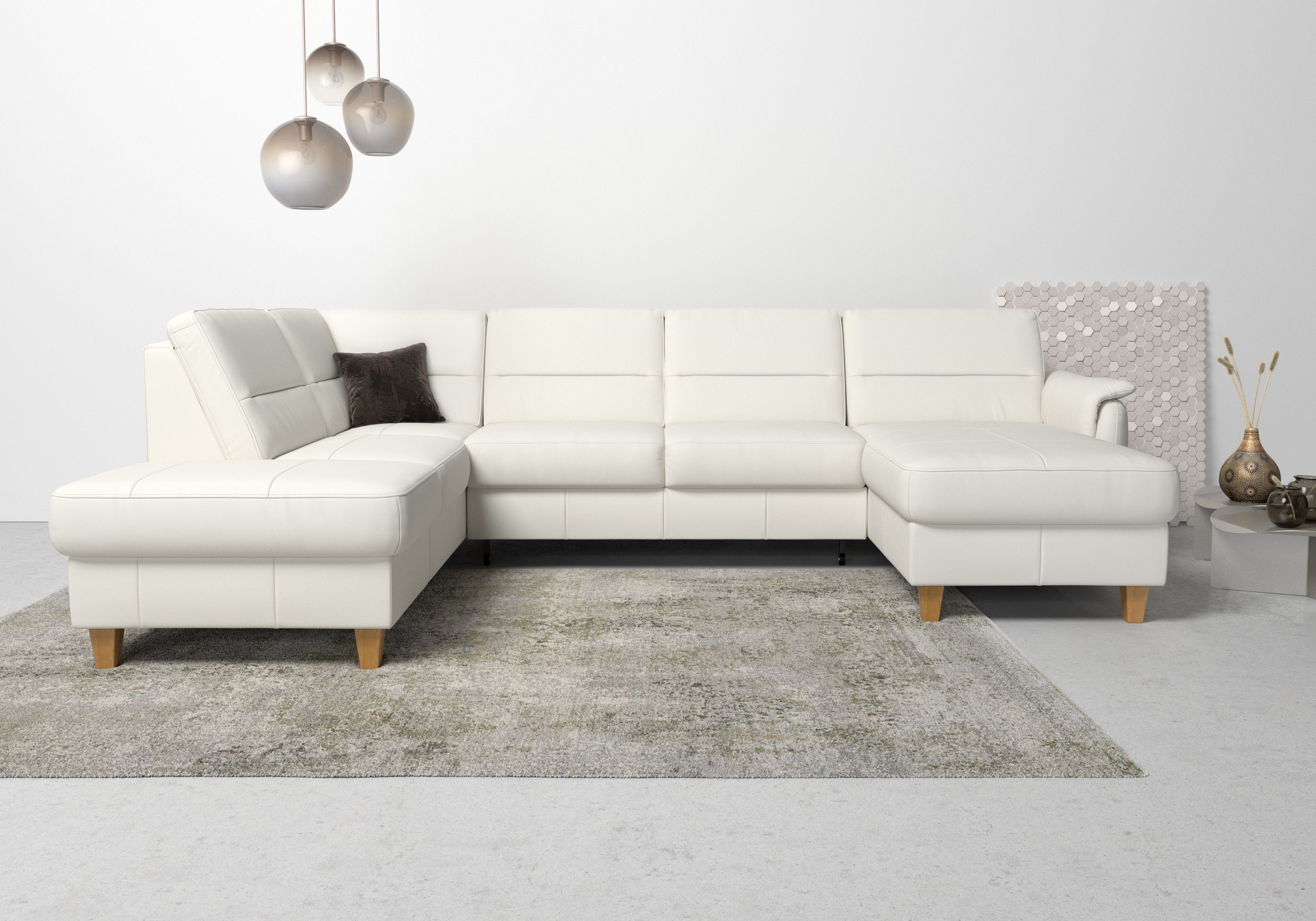 Home affaire Wohnlandschaft "Palmera U-Form, B: 308 cm" optional Bettfunkti günstig online kaufen