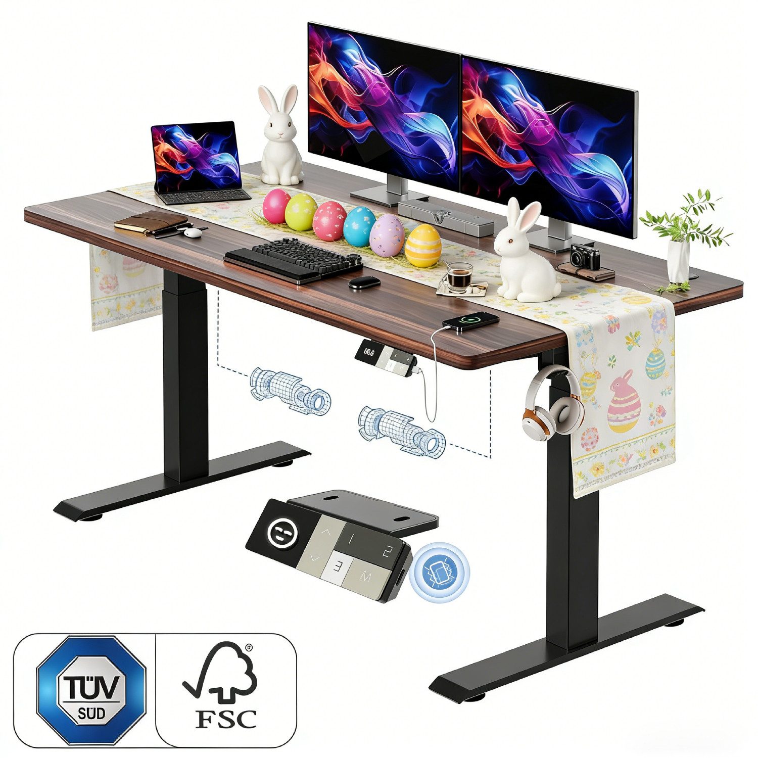 HOMALL Schreibtisch Höhenverstellbarer Schreibtisch elektrischer mit 2 Moto günstig online kaufen
