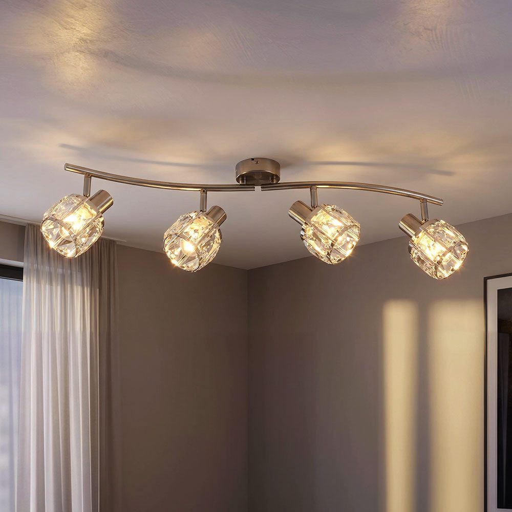 GLOBO LIGHTING LED Deckenleuchte, Leuchtmittel nicht inklusive, Chrom Decken Lampe Kristall Strahler schwenkbar Wohn Zimmer Glas Spot