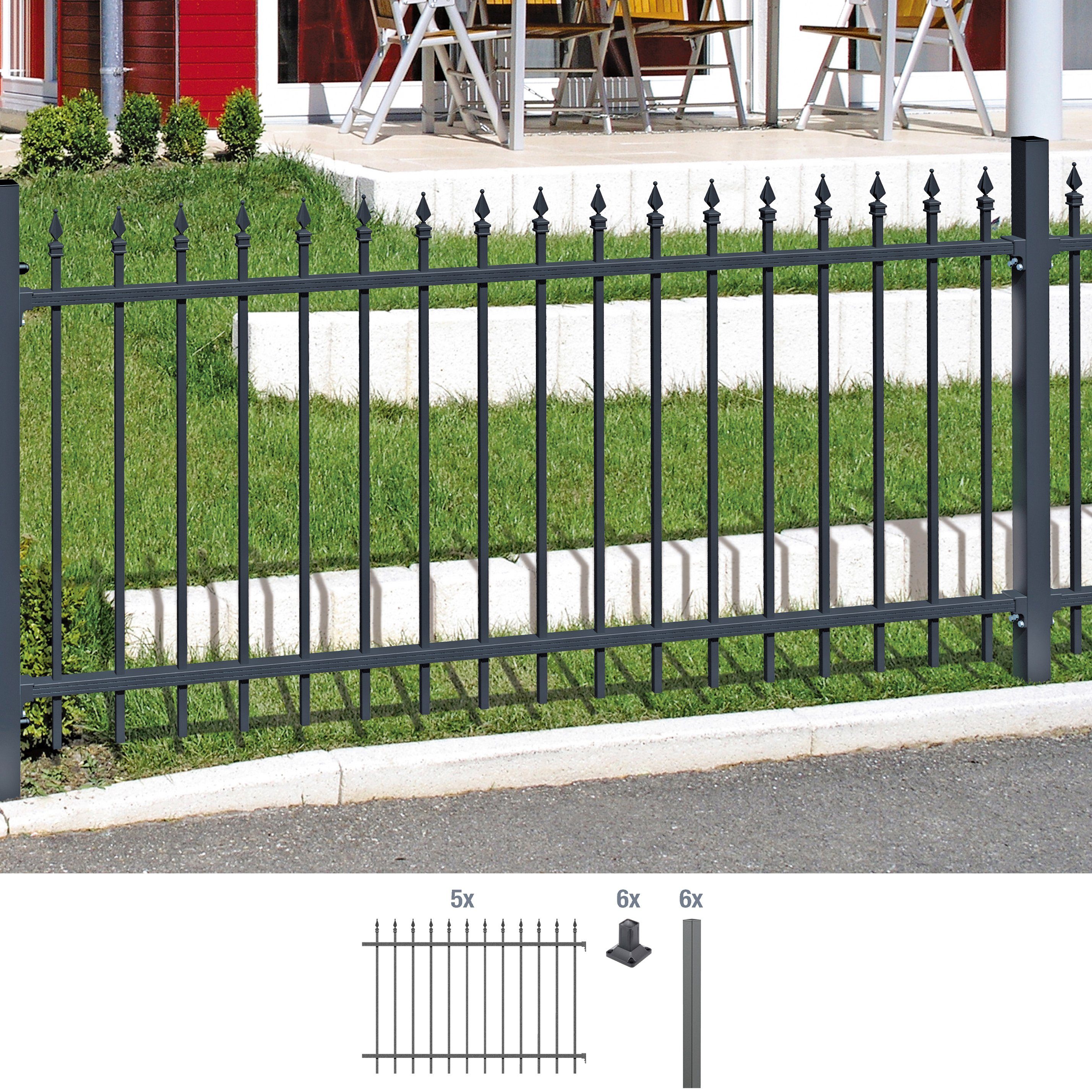 Alberts Metallzaun Chaussee, (Set), 100 cm hoch, 5 Matten für 10 m, 6