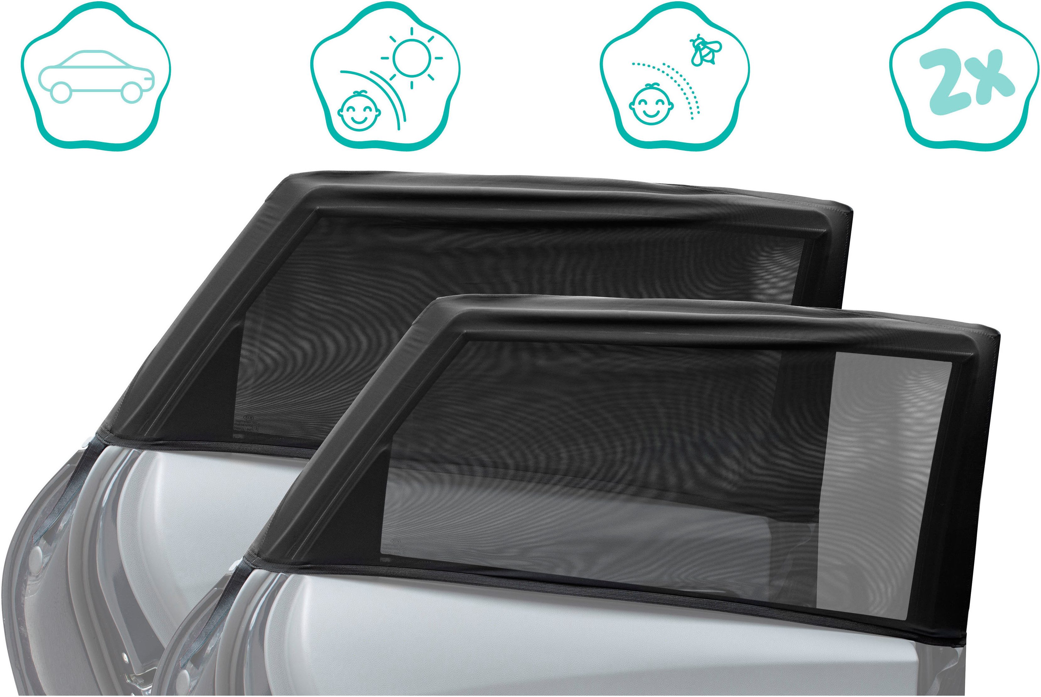 Fillikid Car Sunshade Window Sock - Sunshade for Cars (SNCS0001), 68 x 48 cm, (Set of 2), easy to put on like a sock