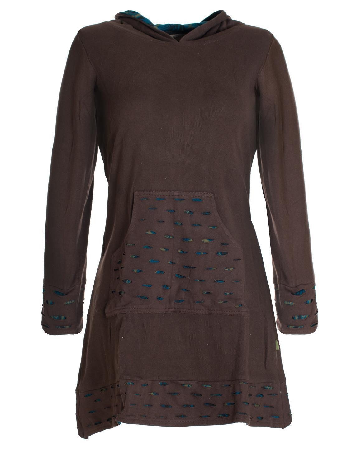Vishes Midikleid Langarm-Shirtkleid Hoodie-Kleid mit Kapuze günstig online kaufen