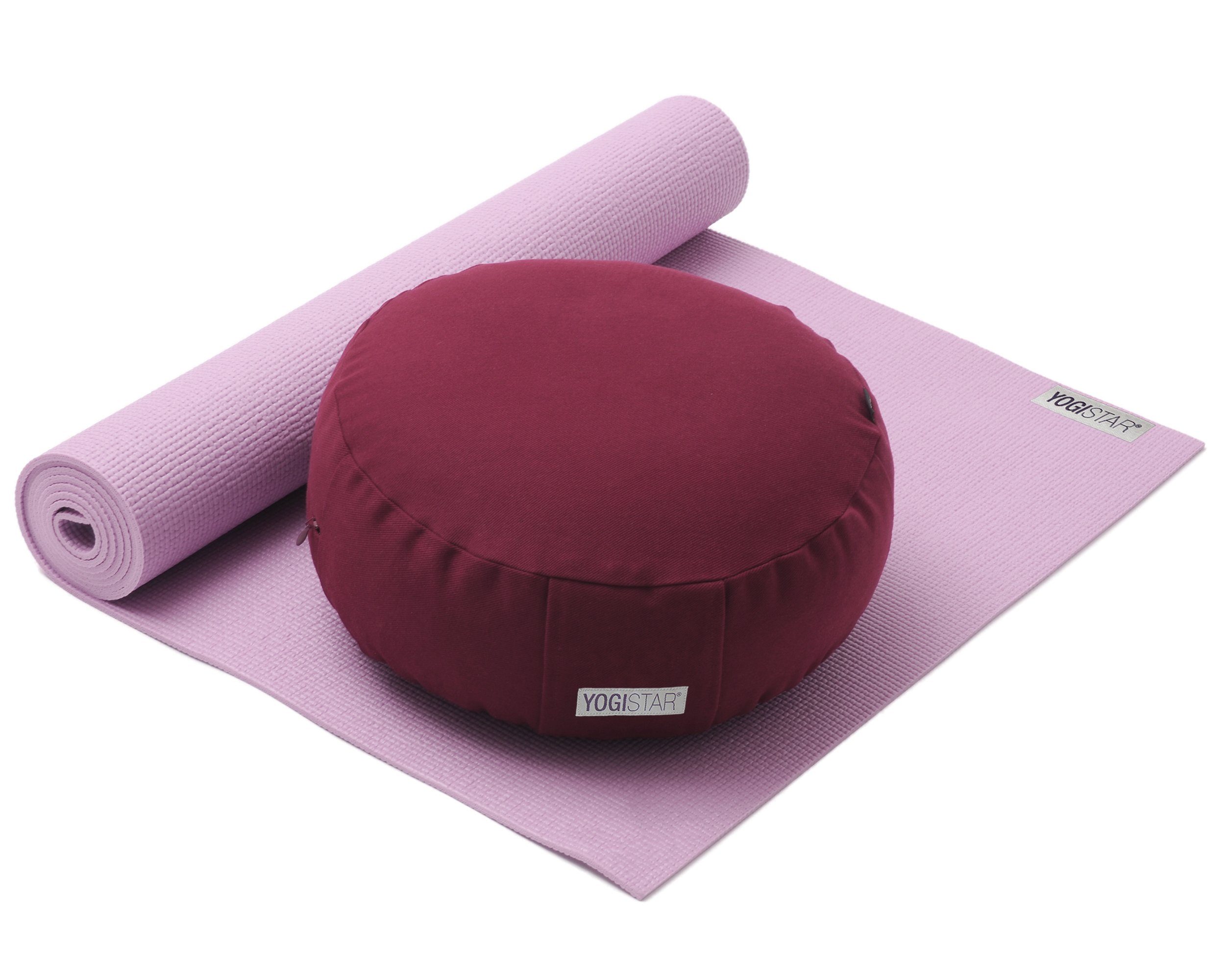 Yogistar Yogamatte Yoga Set Starter Meditation Pillow (Set, 2-St., Yogamatte, Meditationskissen), Yoga-Set bestehend aus: Yogamatte basic und Meditationskissen rund.