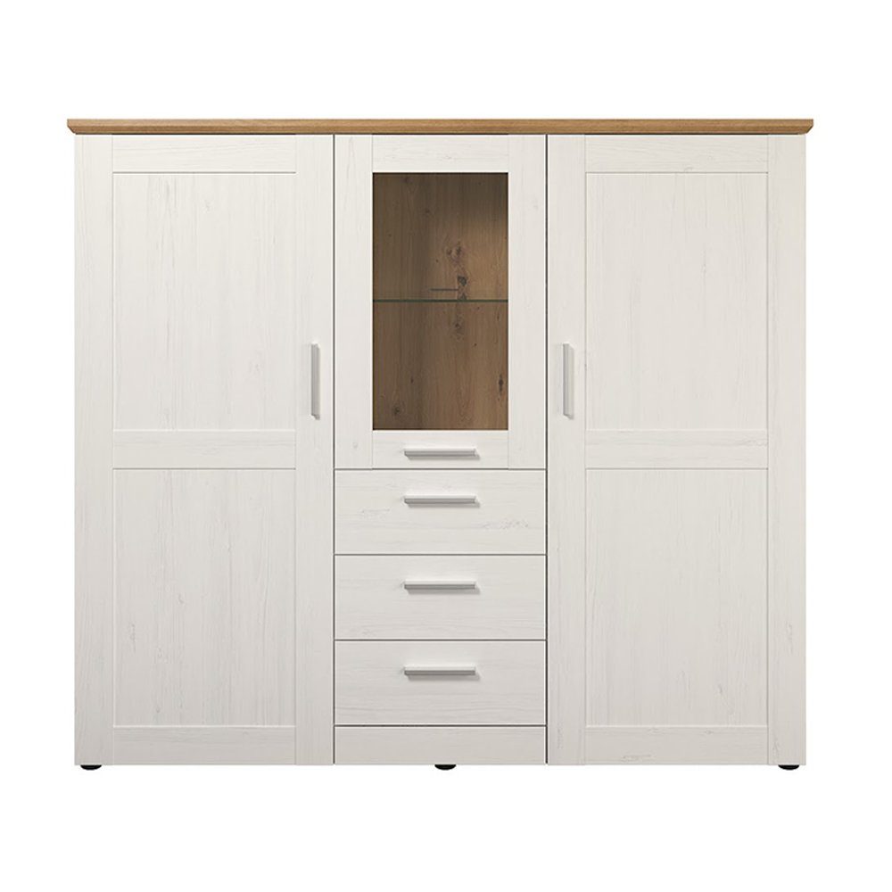 trendteam Vitrine Kommode Beistellschrank Vitrinenschrank Weiß/Braun günstig online kaufen