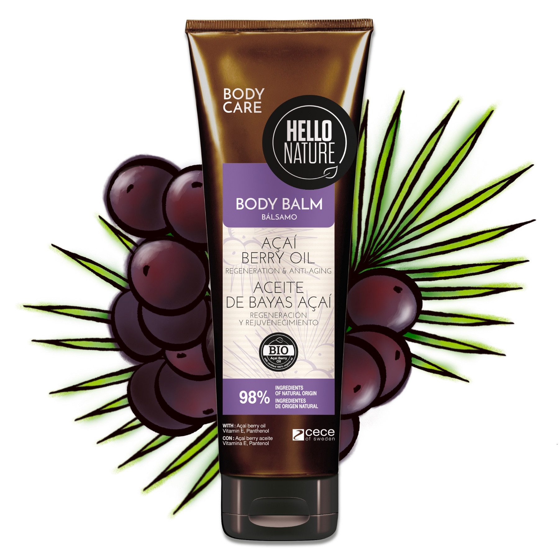 Hello Nature Bodylotion Body Balm Körper Balsam Feuchtigkeitspflege Acai-Beerenöl, 1-tlg., Hautpflege, Body Balm, Hello Nature, Körperpflege