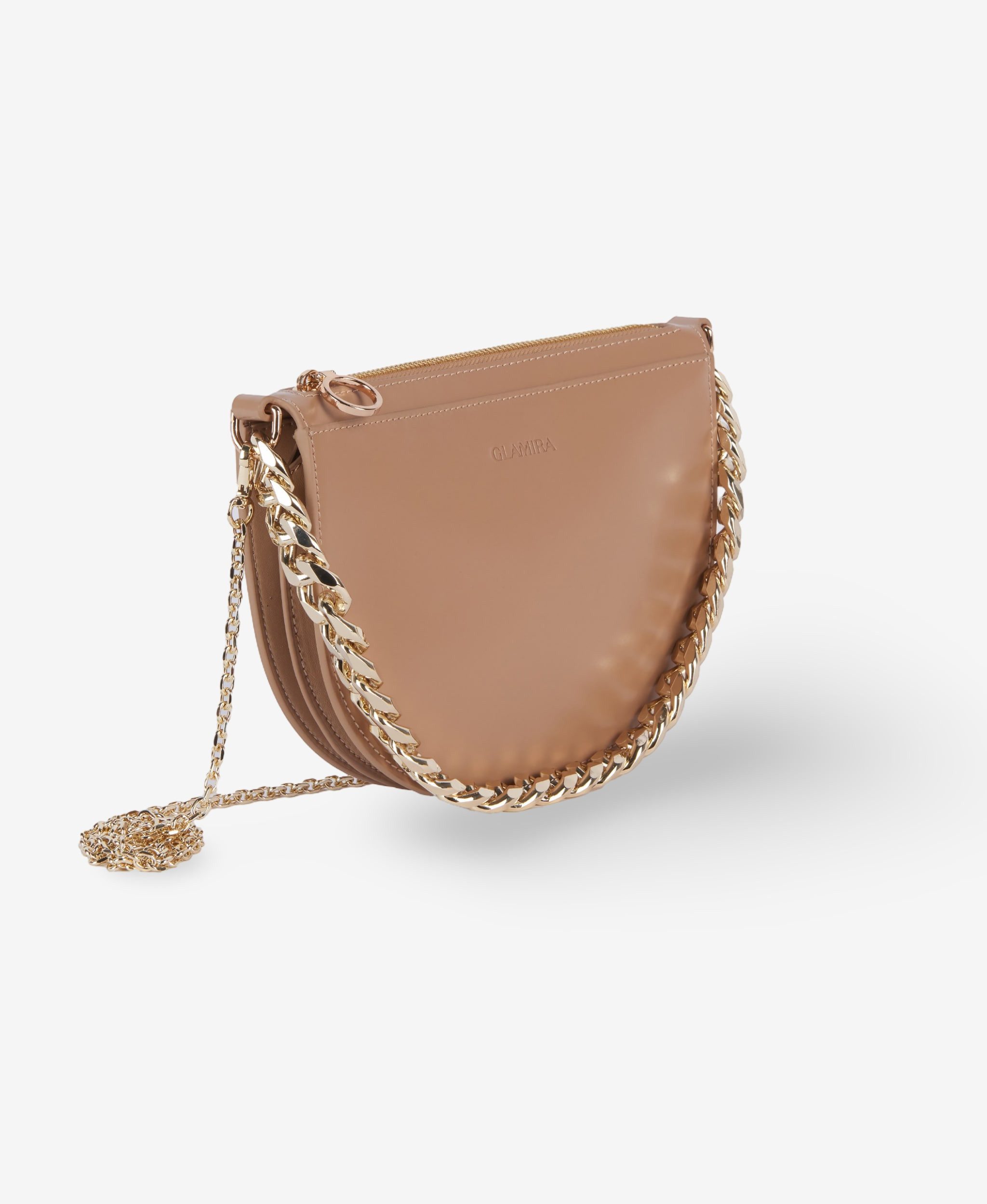 GLAMIRA Umhängetasche PetiteGlam Nerzfarbene Kettentasche (1-tlg), echt Leder