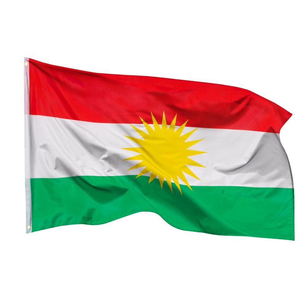 PHENO FLAGS Flagge Kurdistan Flagge - Kurdistanfahne 90 x 150 cm, Strapazierfähige Fahne für Fahnenmast, mit 2 Ösen