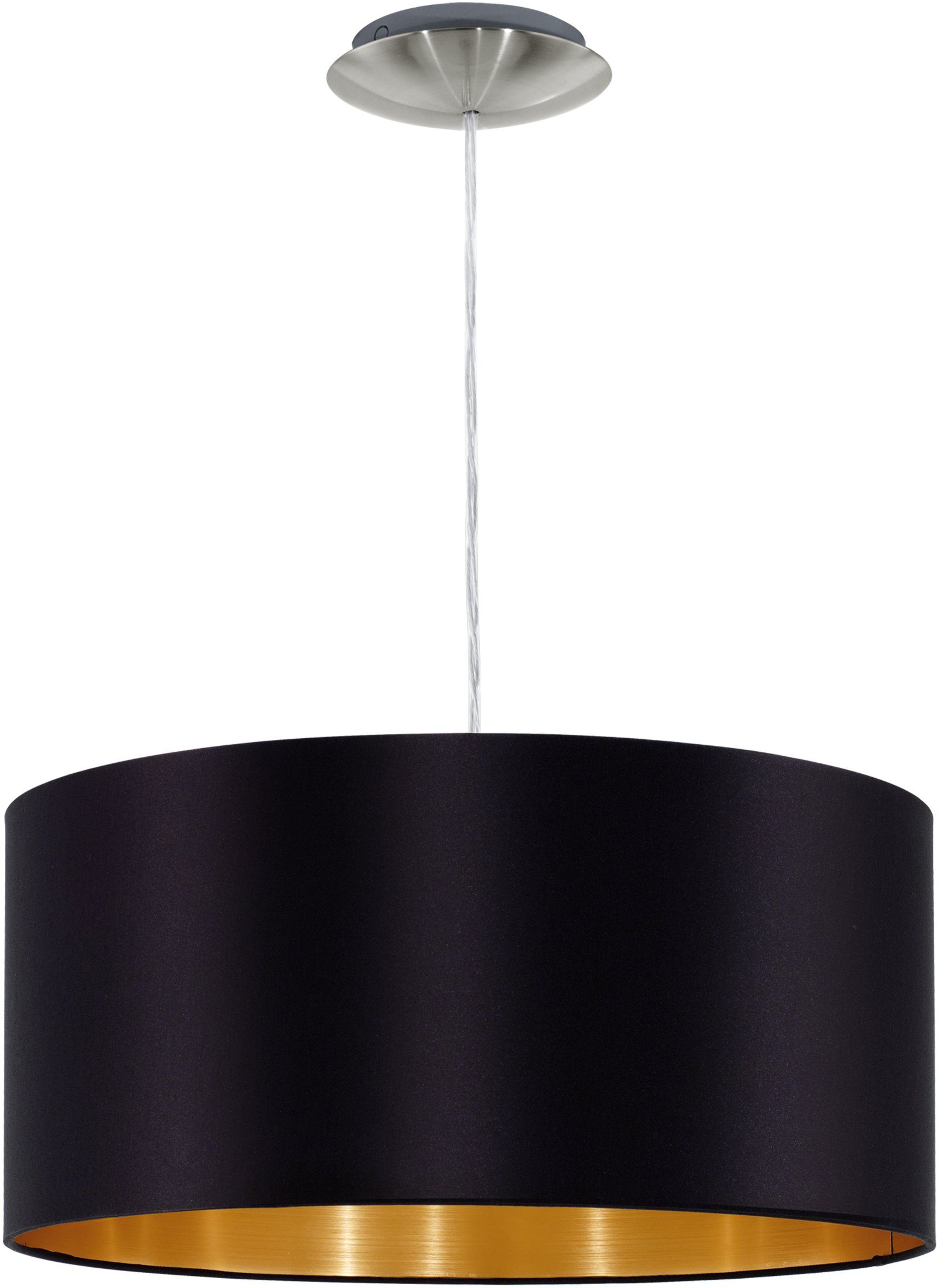 EGLO Hängeleuchte MASERLO Hängelampe, schwarz, gold, silber, Stoff, elegant, modern, Leuchtmittel wechselbar, ohne Leuchtmittel, Pendelleuchte, Pendellampe, Wohnzimmer, Esszimmer, gemütlich, 110x38cm