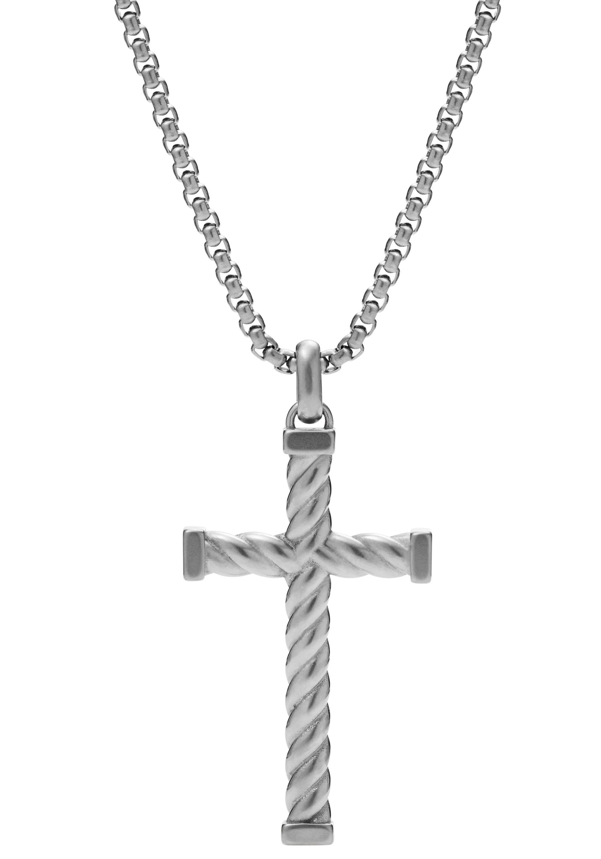 Fossil Kette mit Anhänger Kreuz, MENS DRESS, JF03989040, Edelstahl