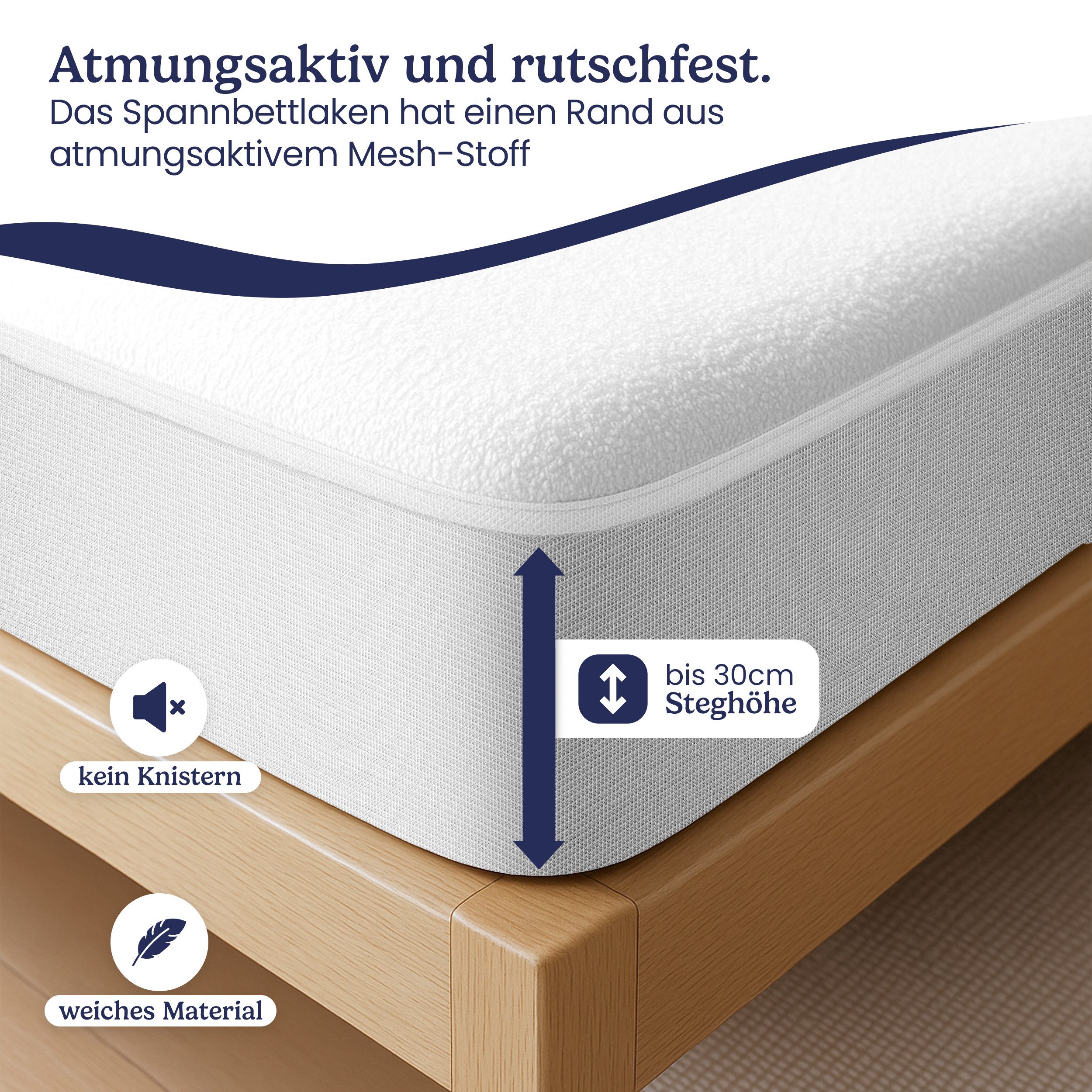 Matratzenschoner Wasserdichter, atmungsaktiver Matratzenschoner – leise & waschbar Gentle North – Bild 3 von 5