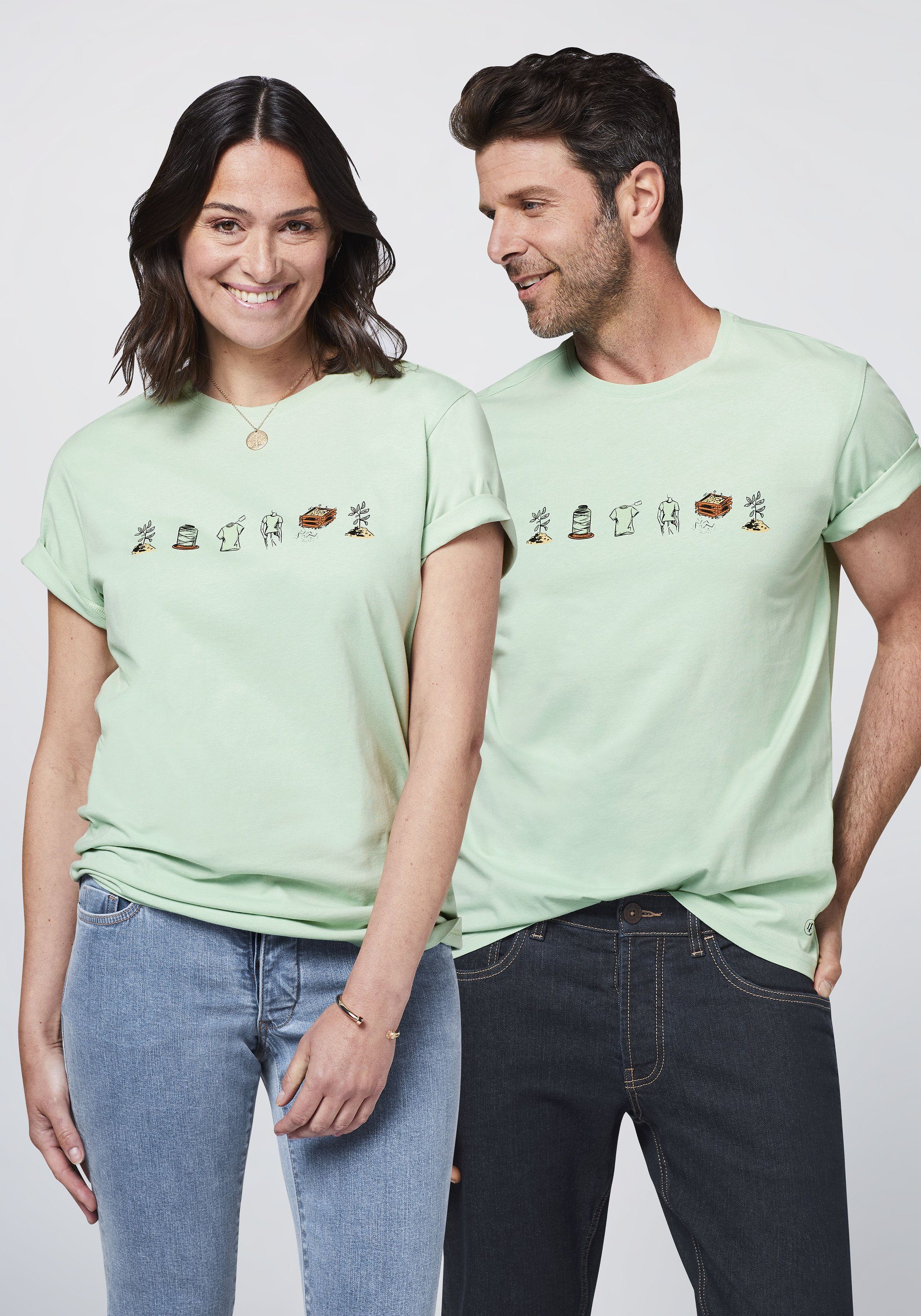 Detto Fatto Print-Shirt im „Nature to Nature“-Design