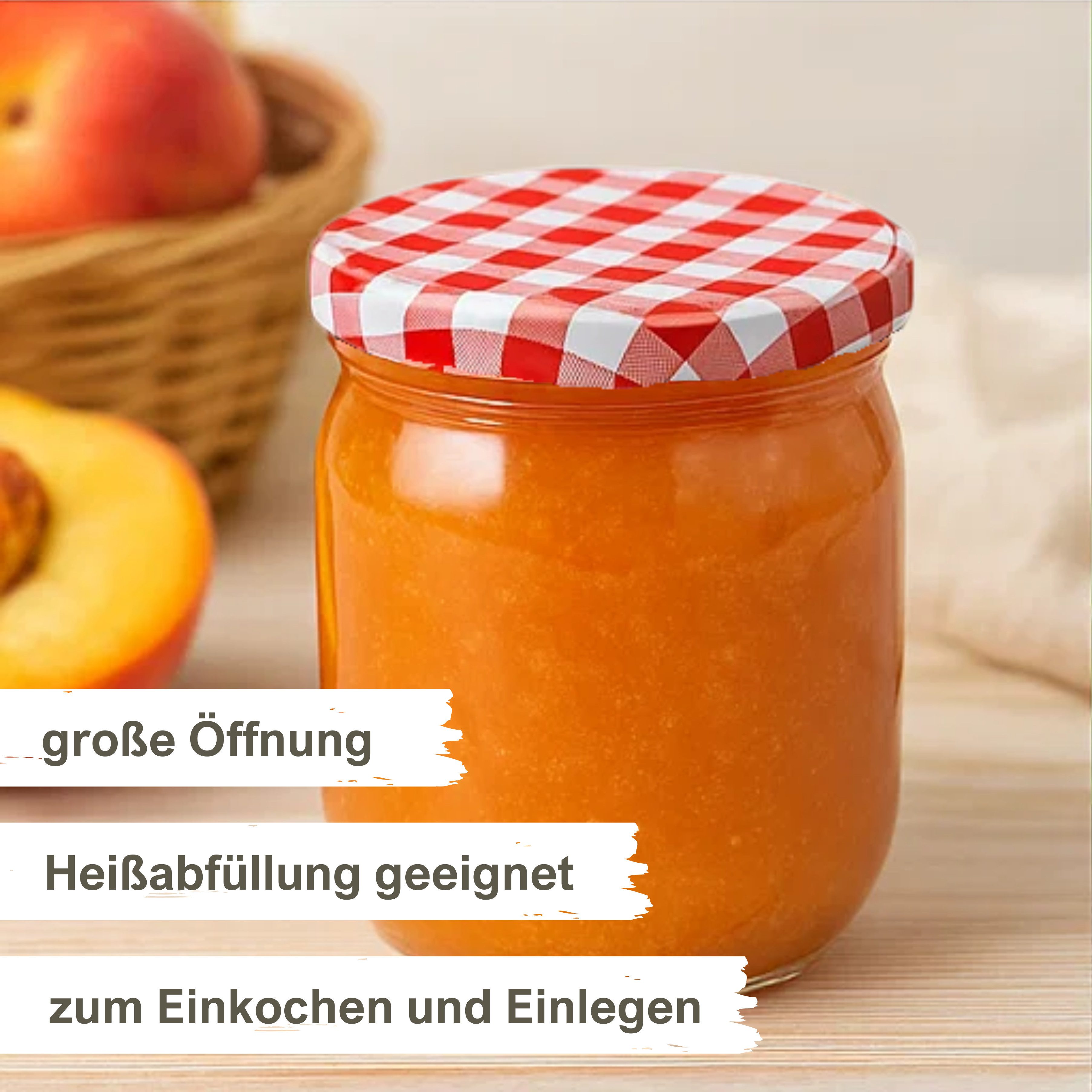mikken Einmachglas 540 ml Einkochglas Marmeladenglas Einmachgläser, (Set, 6-tlg., Vorratsset, spar-set), pasteurisierbar, luftdicht, Einweckglas, Sturzglas