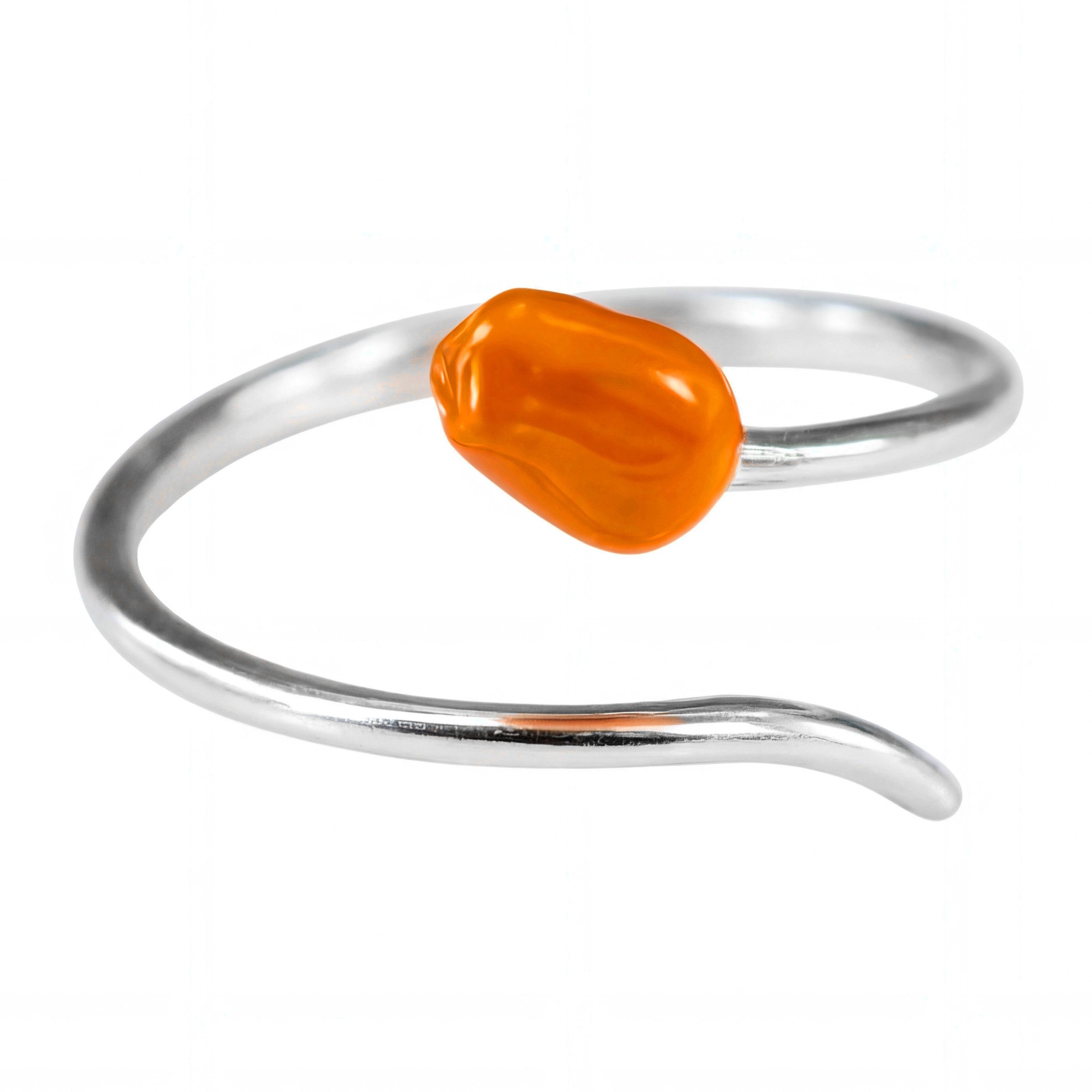 Villa Sorgenfrei Schmuckmanufaktur Silberring Tulpenring aus 925 Silber mit orangefarbener Emaille