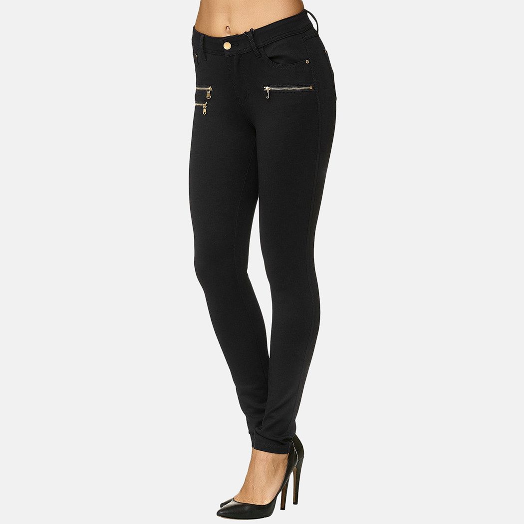 Elara Jeggings Damen Skinny Hose mit Zierreißverschlüssen und schmalem Bein