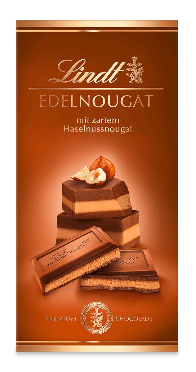 LINDT Schokolade Schokoladentafel Vollmilch mit feinem Nougat 100g, 1 x 100 g, 1 St.