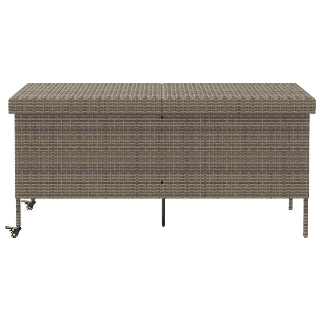 vidaXL Auflagenbox 160 x 55 x 75 cm Gartentruhe mit Rollen Grau 160x55x75 cm Polyrattan