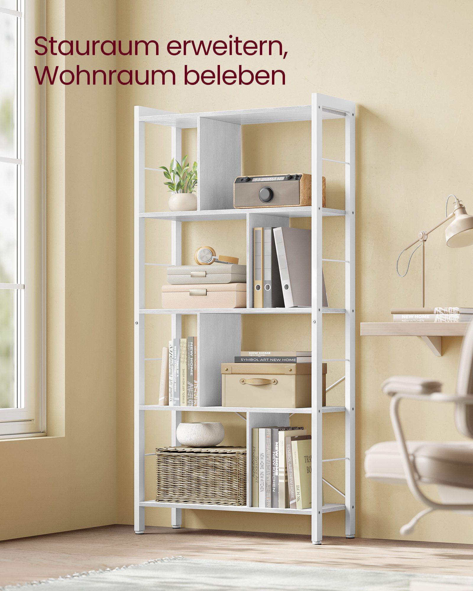 VASAGLE Bücherregal Standregal, Metallgestell, Arbeitszimmer