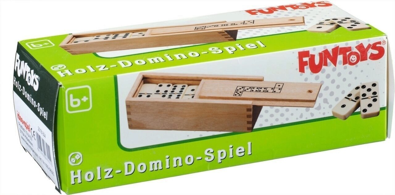 Idee+Spiel Spiel FUNTOYS Premium Holz-Domino-Spiel - Klassischer Spielspaß für 2-6 Spie