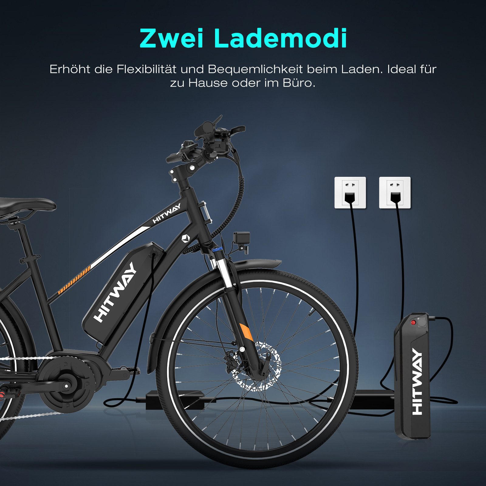 HITWAY E-Bike Cityrad E-Bike 27,5 Zoll, 70 Nm Mittelmotor,Hydraulikbremse,bis zu 180 km, 7 Gang shimano shimano Schaltwerk, Kettenschaltung, Mittelmotor, 468 Wh – Bild 4 von 5