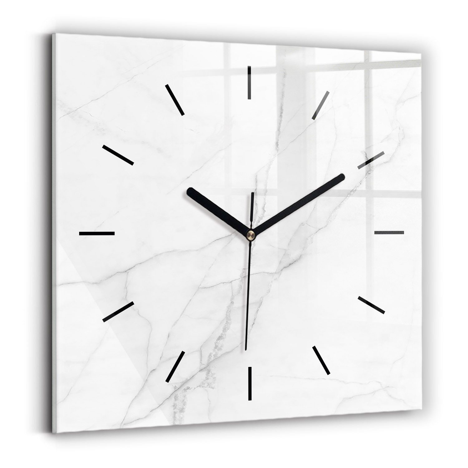Wanduhr Dekorative Glasuhr Marmor Rechteckige Moderne Uhr aus Gehärtetem Glas