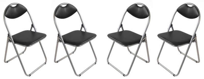 BURI Klappstuhl 4x Metall Klappstühle schwarz Gästestühle Stuhl Gäste Besucherstuhl