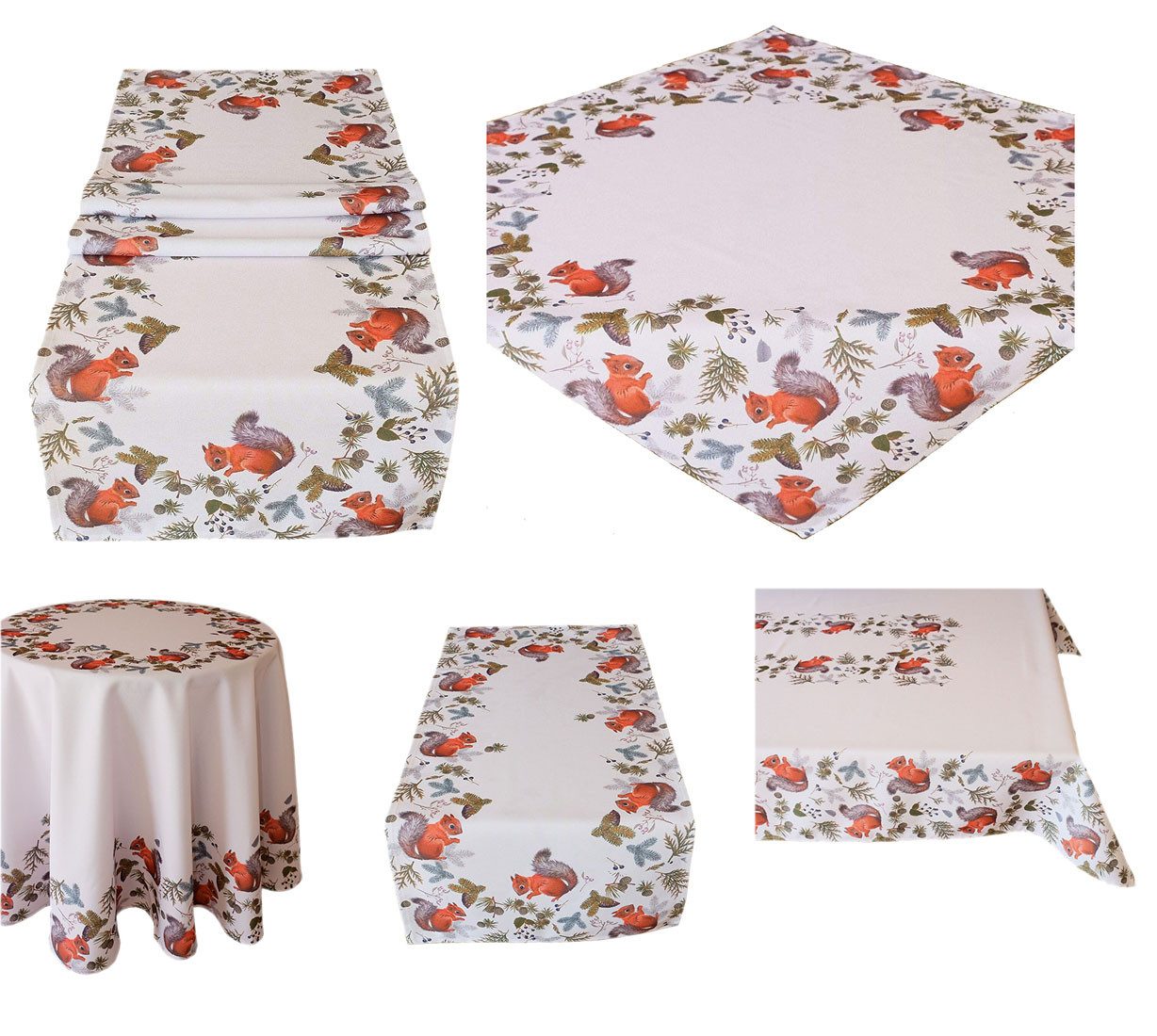 texpot Tischdecke Tischläufer Druck Eichhörnchen Herbst Dekoration (1-tlg) günstig online kaufen