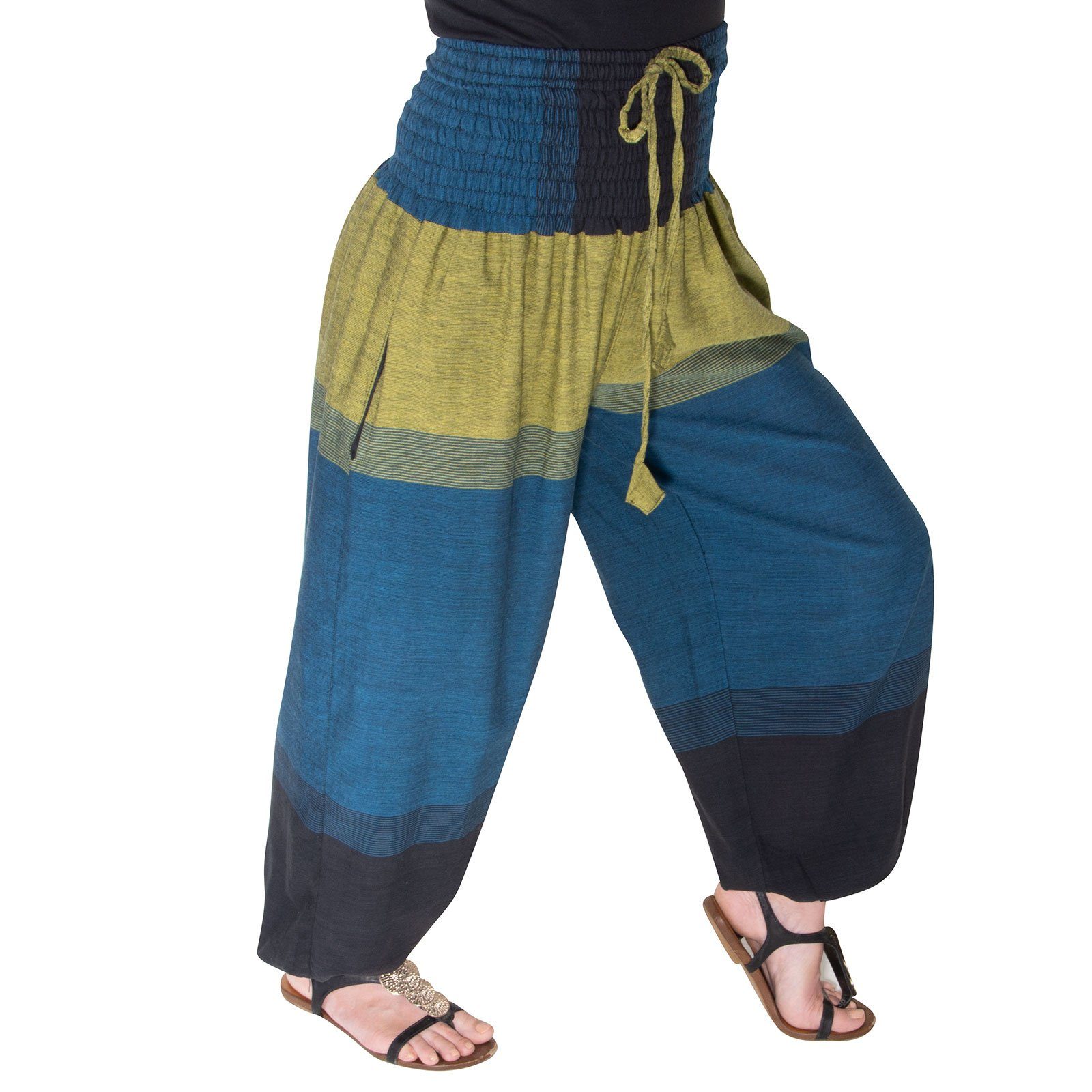 Pluderhose KUNST&MAGIE Haremshose bunt size MAGIE UND KUNST Petrol Boho / Smerhose Damen Grün Yoga one Pumphose