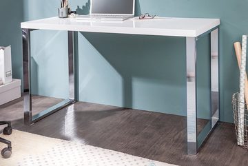 riess-ambiente Schreibtisch WHITE DESK 120cm weiß / silber, Arbeitszimmer · Hochglanz · Modern Design · Metall · Home Office