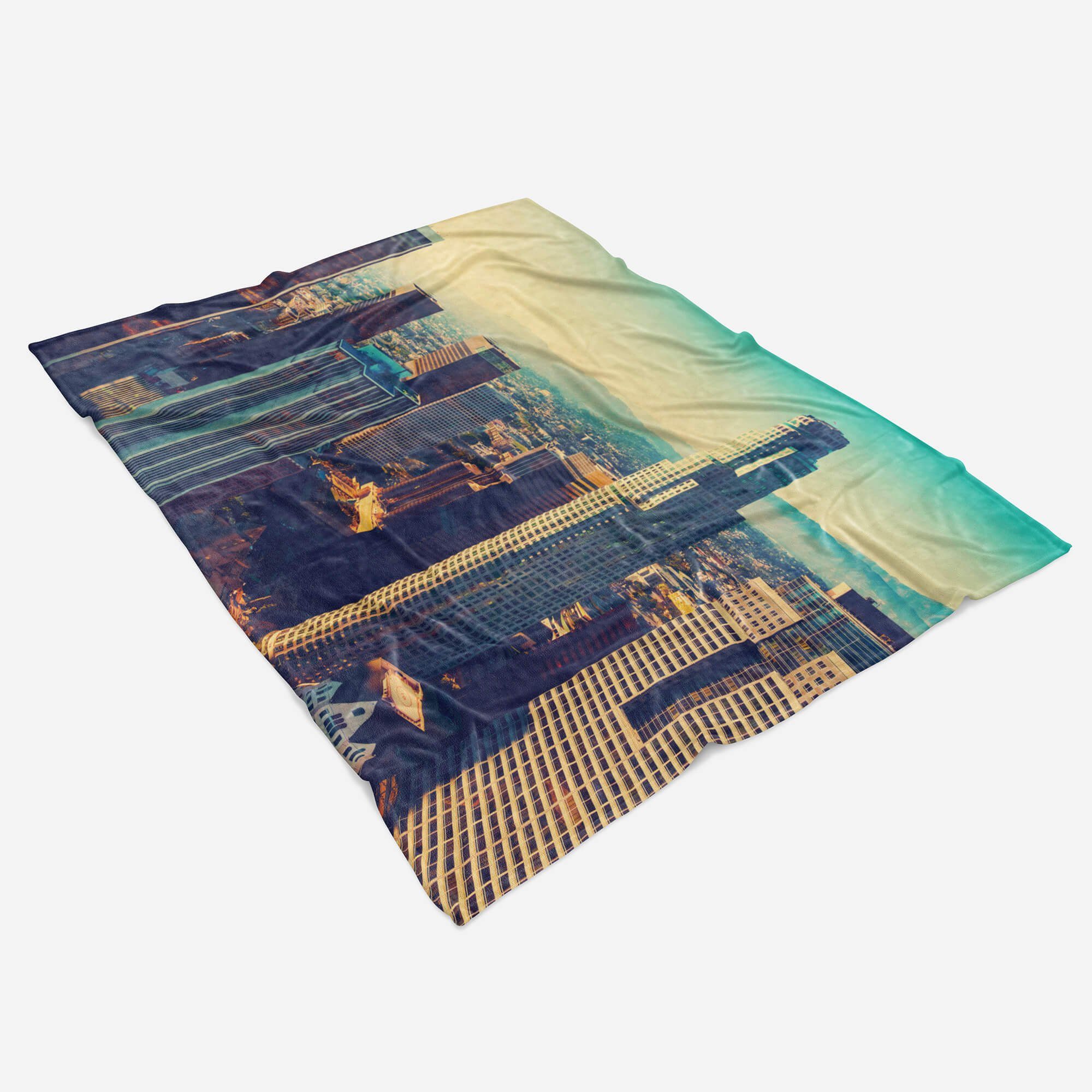 Hochhäuser Handtuch mit Fotomotiv Kuscheldecke Saunatuch Strandhandtuch Art Handtücher Handtuch Baumwolle-Polyester-Mix Archite, Sinus (1-St),