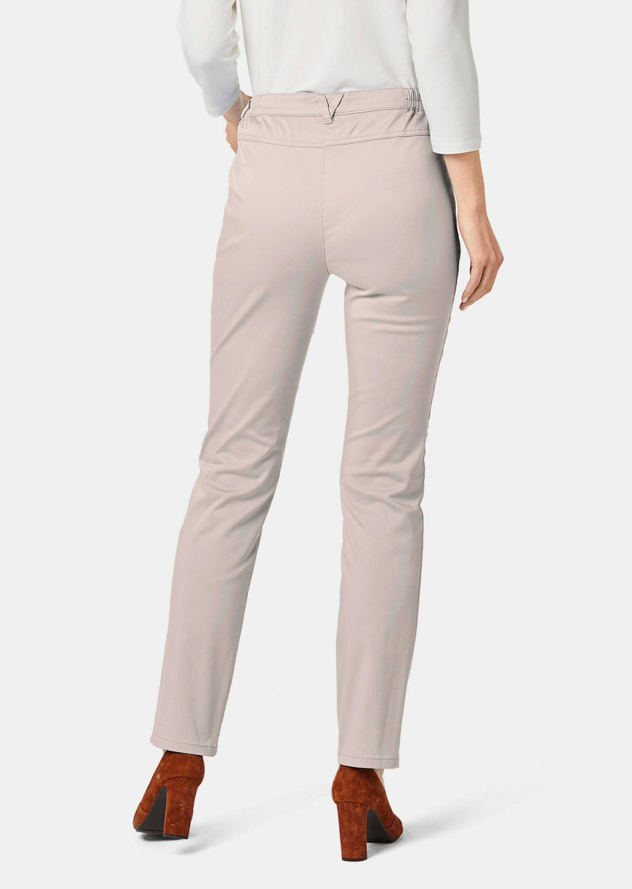 GOLDNER Stoffhose Baumwollhose mit Dehnbund Stoffhose mit Eingrifftaschen, Gürtelschlaufen und Knöchellänge