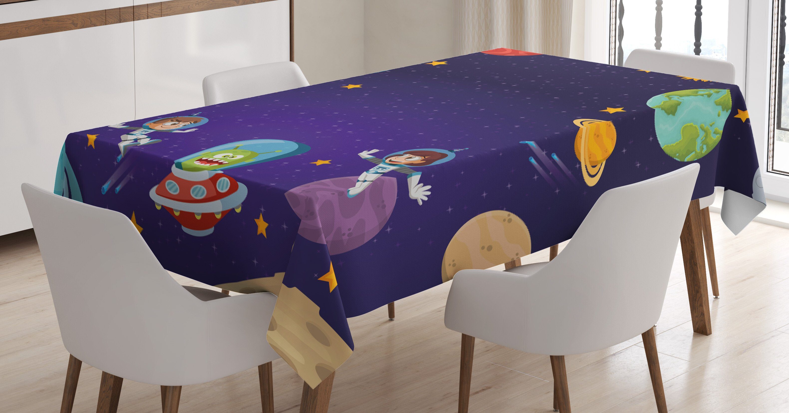 Abakuhaus Tischdecke Farbfest Waschbar Für den Außen Bereich geeignet Klare Farben, Ausländer Astronaut Kinder Weltraum