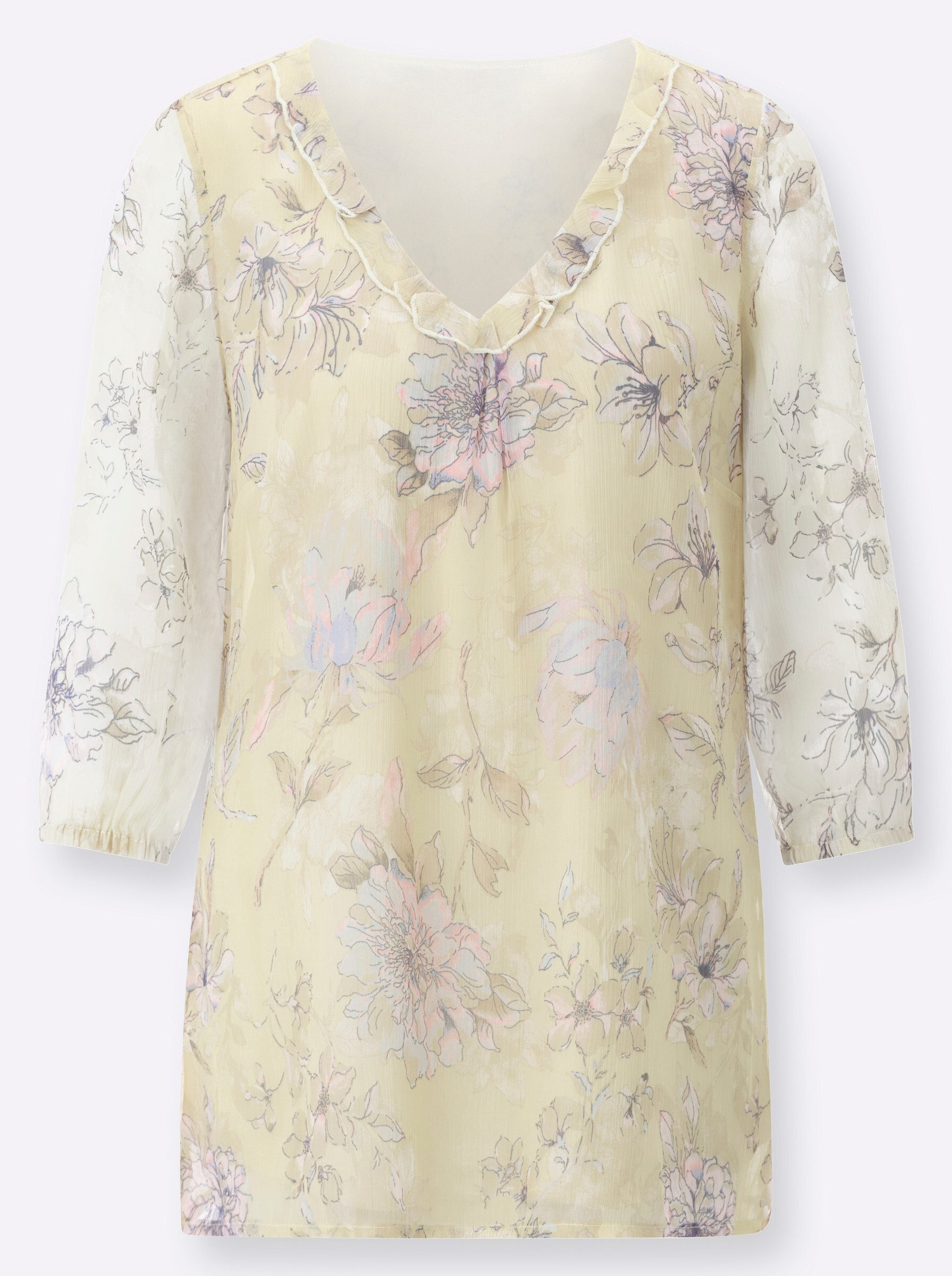 Sieh an! Klassische Bluse Tunikabluse 3/4-Arm