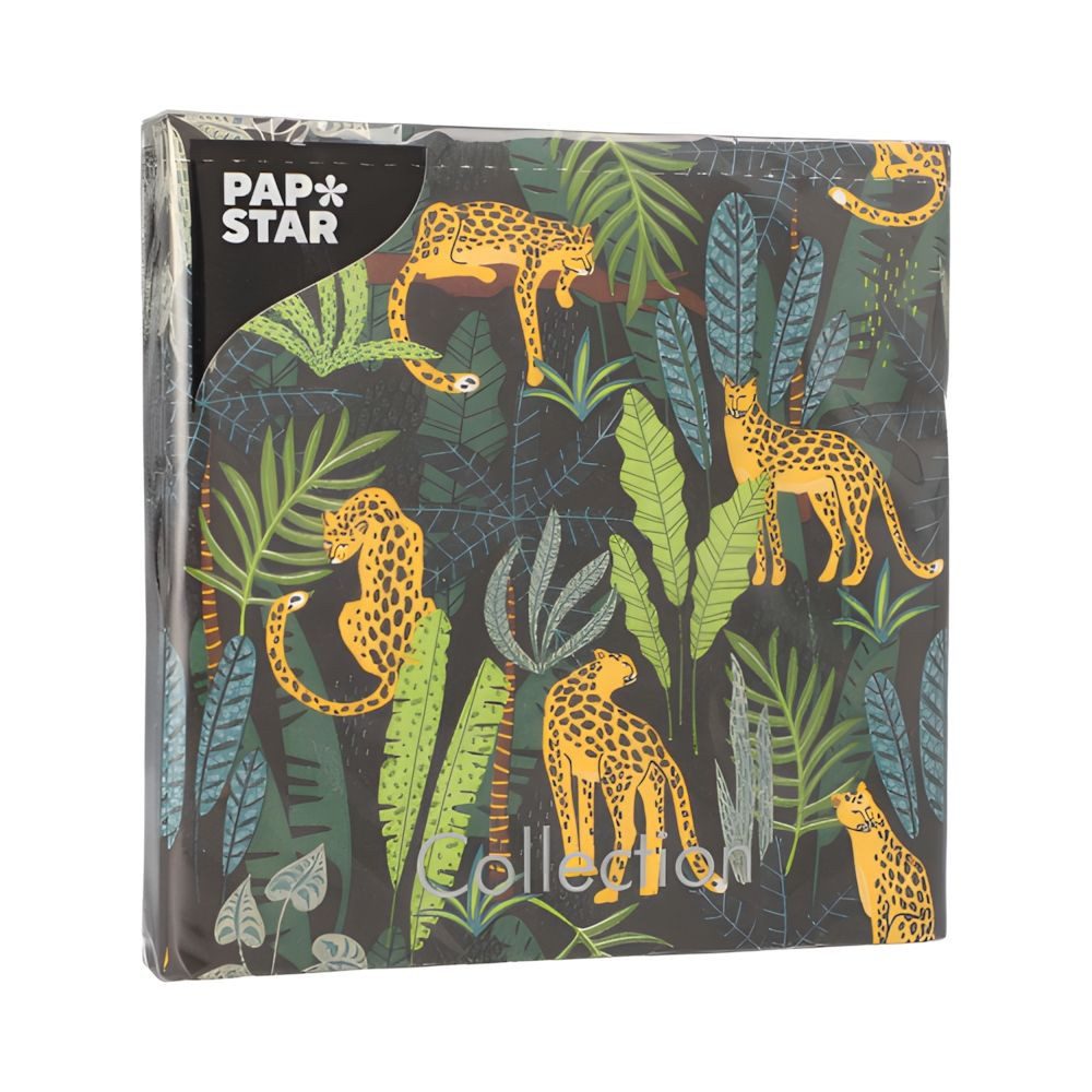PAPSTAR Papierserviette Servietten, 3-lagig 1/4-Falz 33 cm x 33 cm Leopard 200 Stk