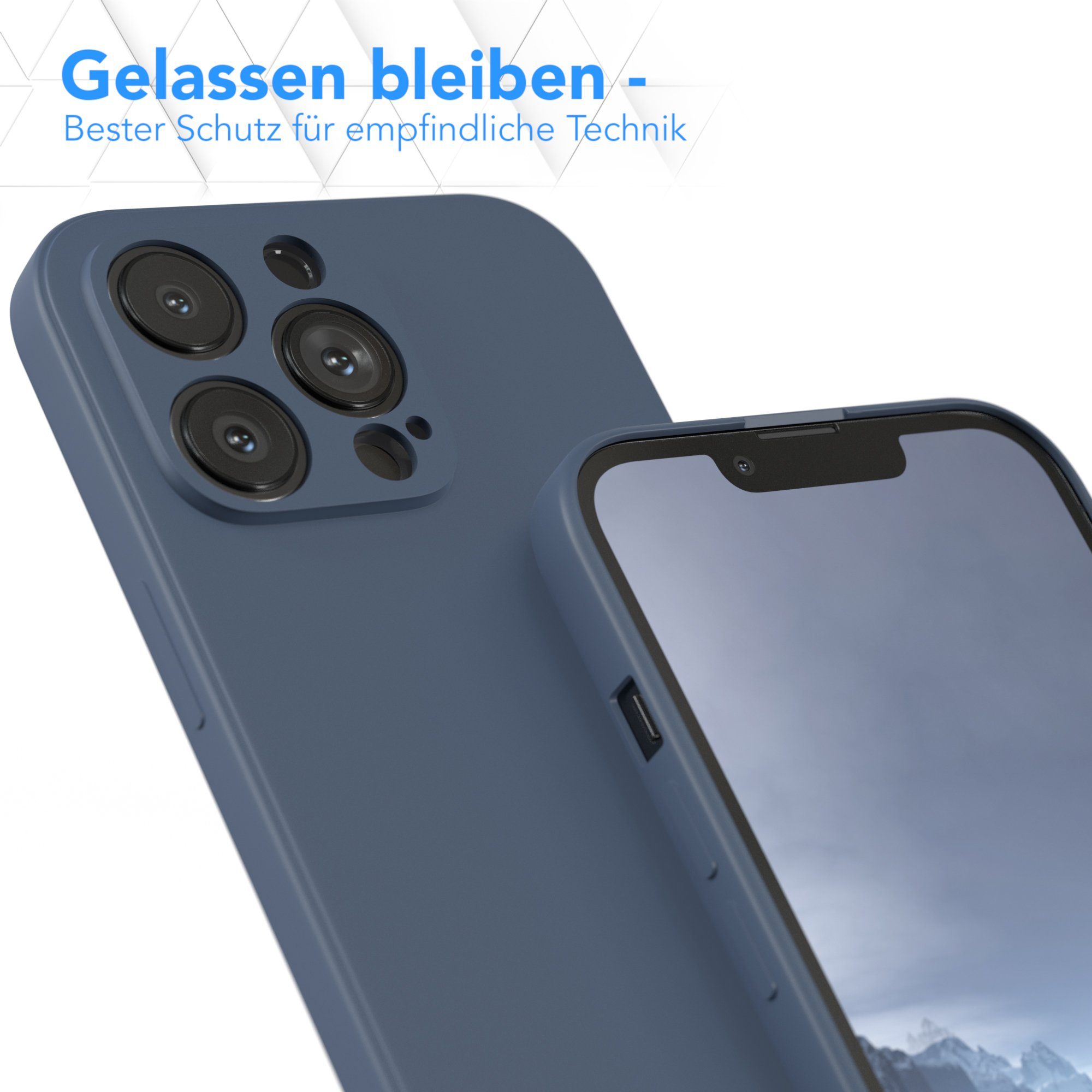 EAZY CASE Handyhülle für Apple iPhone 13 Pro Hülle Silikon 6,1 Zoll, Handy Softcase mattierte Silikonhülle Back Cover Soft Blau / Petrol – Bild 4 von 5