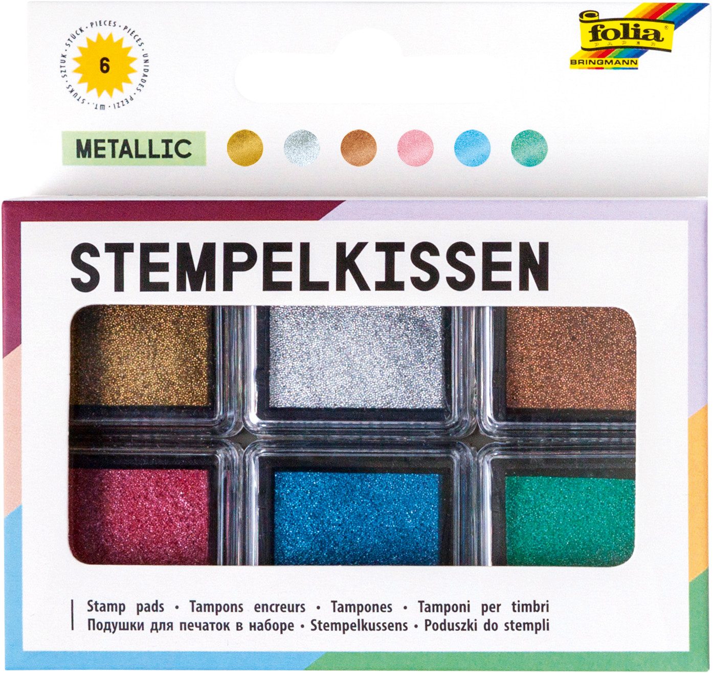 Folia Metallic-Stempelkissen-Set, 6 Stück Stempelkissen