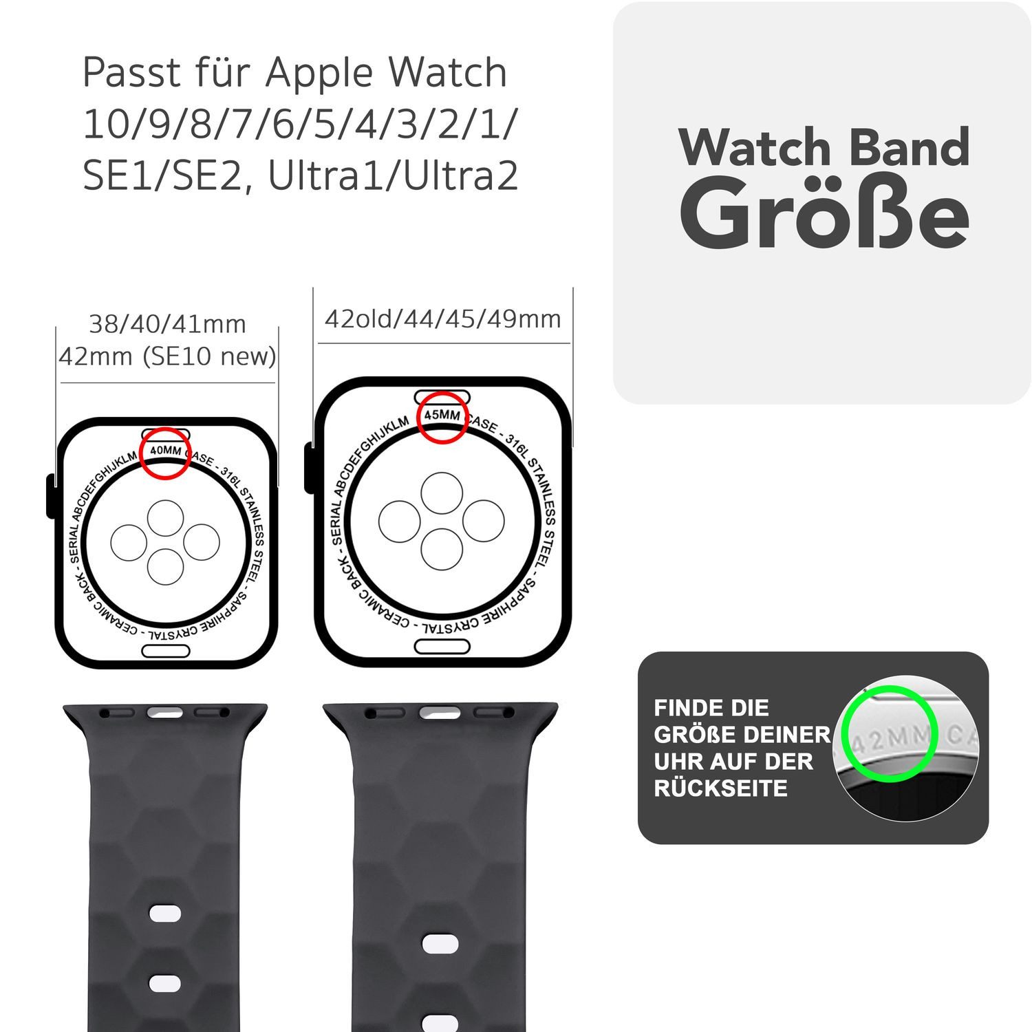 Nalia Smartwatch-Armband Apple Watch 38mm/40/41/42(Serie 10/11), Magnetisches Silikon Ersatzband / für Sport Fitness Uhr / Wasserfest