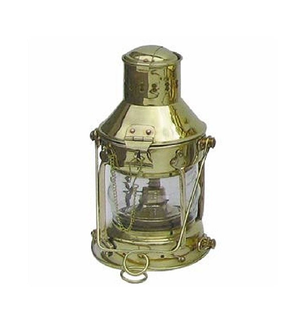 Linoows Windlicht Ankerlaterne, Schiffslaterne, Messing Öl Laterne (1x Petroleum Lampe), Schiffslaterne aus Messing