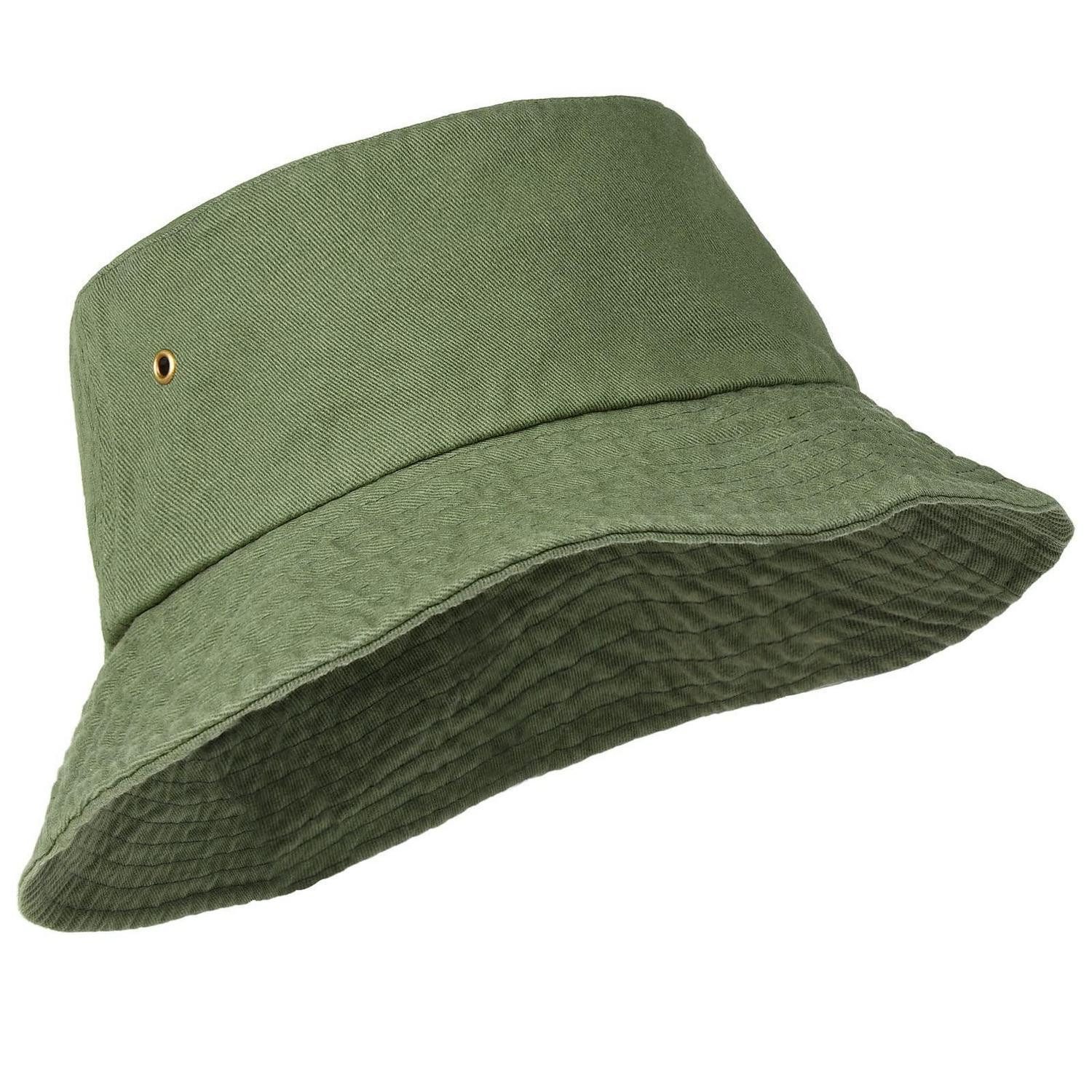LuxusKollektion Fischerhut Fischerhut Baumwolle Sonnenhut Herren Damen Bucket Hat Grün M-L