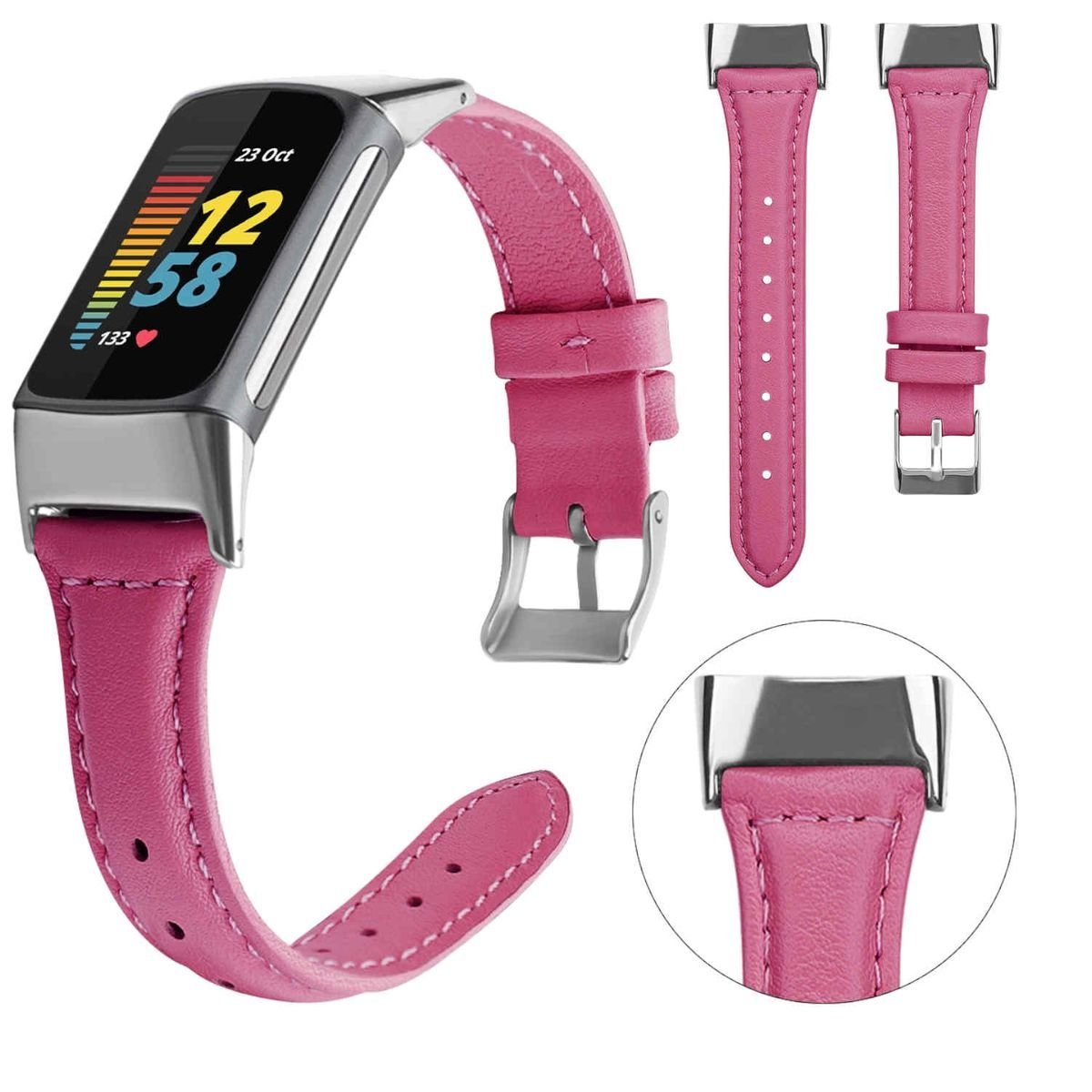 Wigento Für Fitbit Charge 5 Hochwertiges Leder Uhr Watch Smart Sport  Armband Pink Männer Größe L Fitnessband online kaufen | OTTO