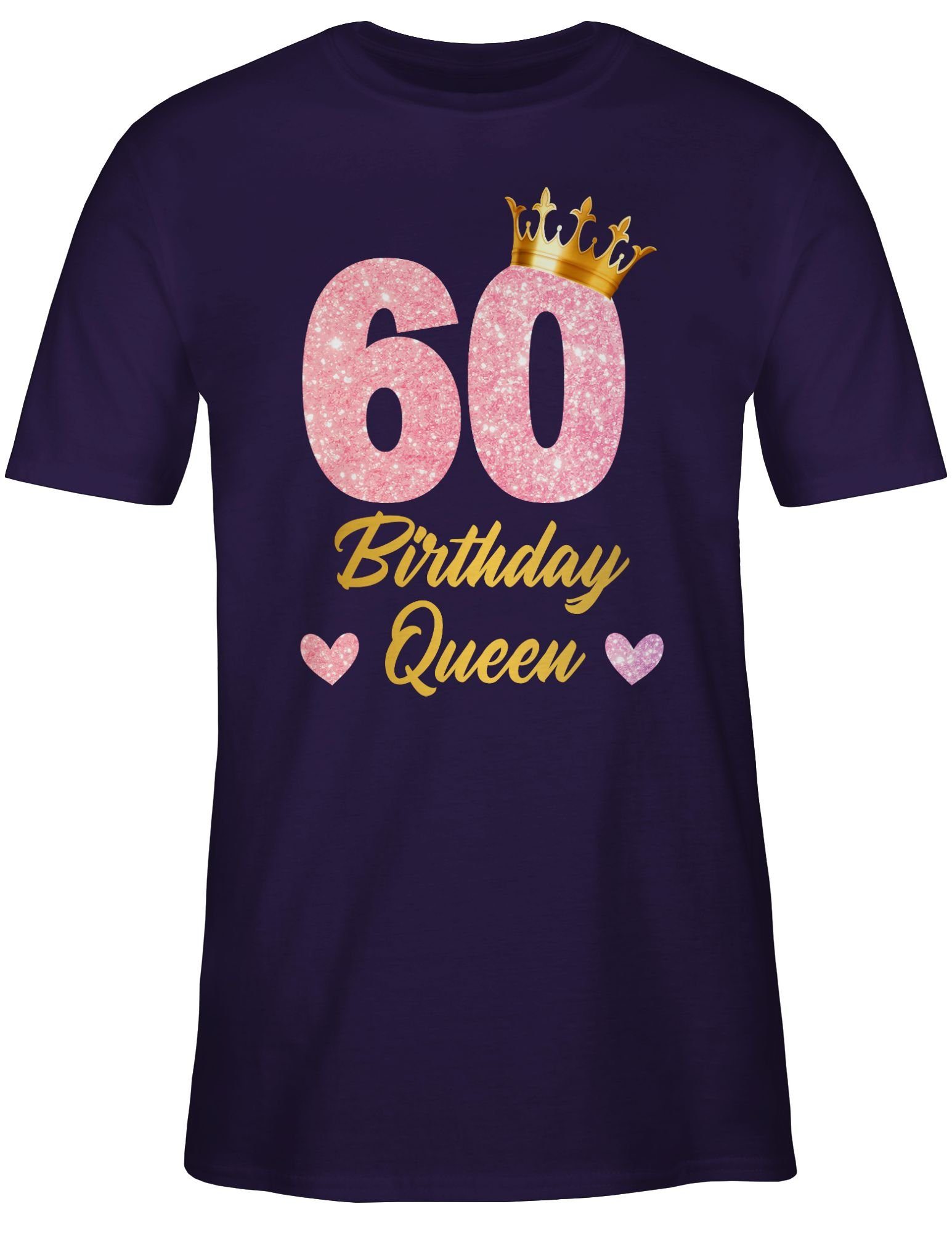 Shirtracer T-Shirt 60 Birthday Queen Geburtstags Königin Geburtstagsgeschenk 60 60. Geburtstag 03 Lila | T-Shirts