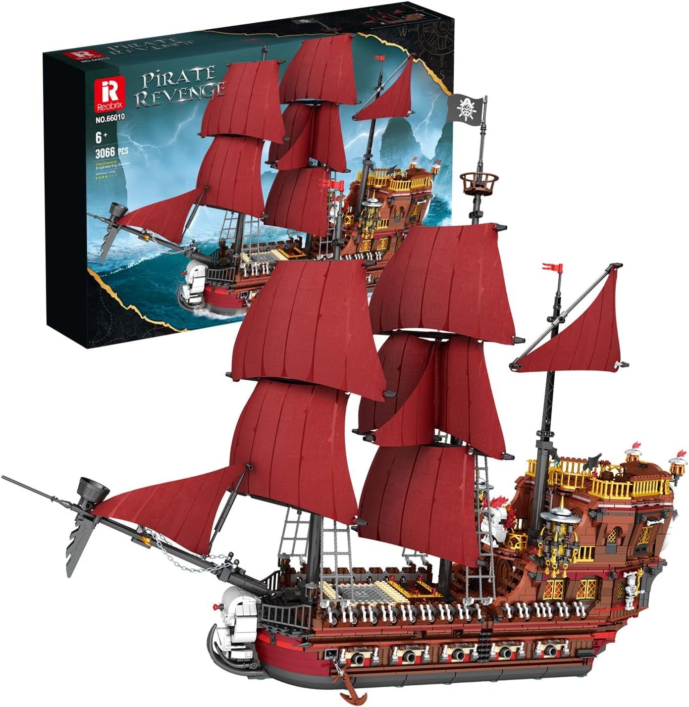 Reobrix Reobrix 66010 Pirate Revenge - Segelschiff - Piratenschiff Konstruktionsspielsteine, (3066 St)