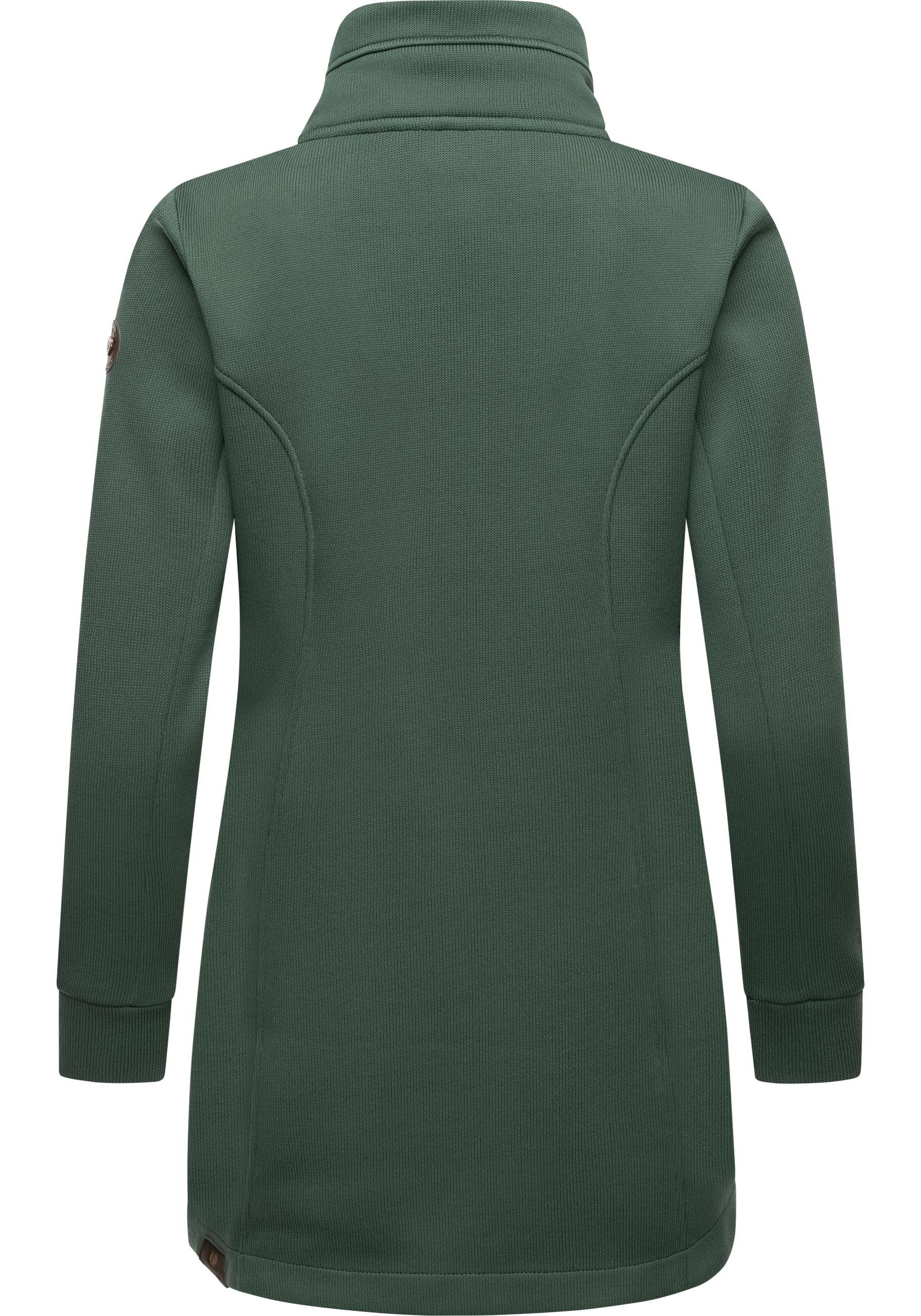 Ragwear Sweatjacke Letrice Bonded Elegante Zip-Jacke mit hohem Kragen in Feinstrickoptik