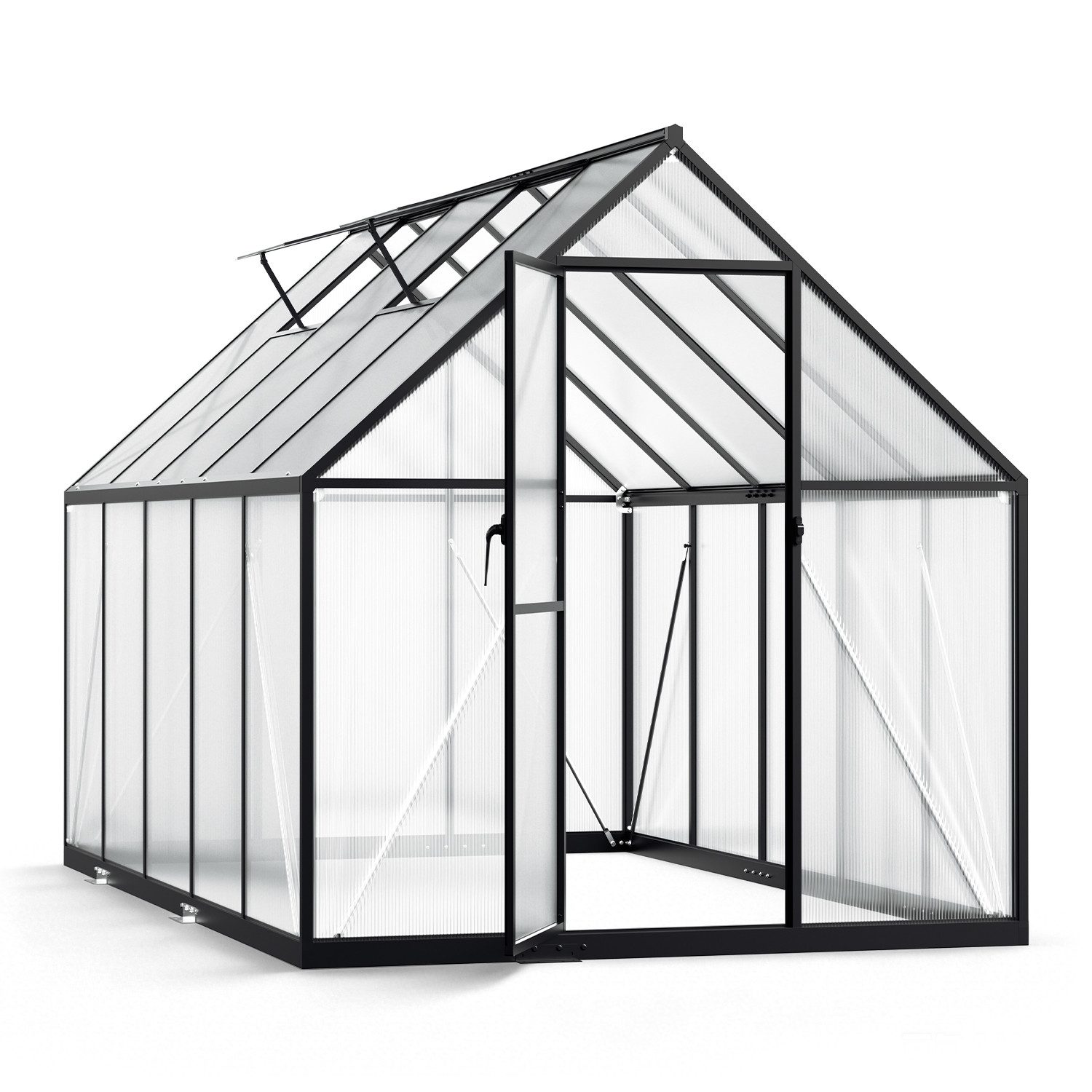 Clanmacy Gewächshaus Aluminium-Gewächshaus 280 × 170 × 195 cm, Schwarz