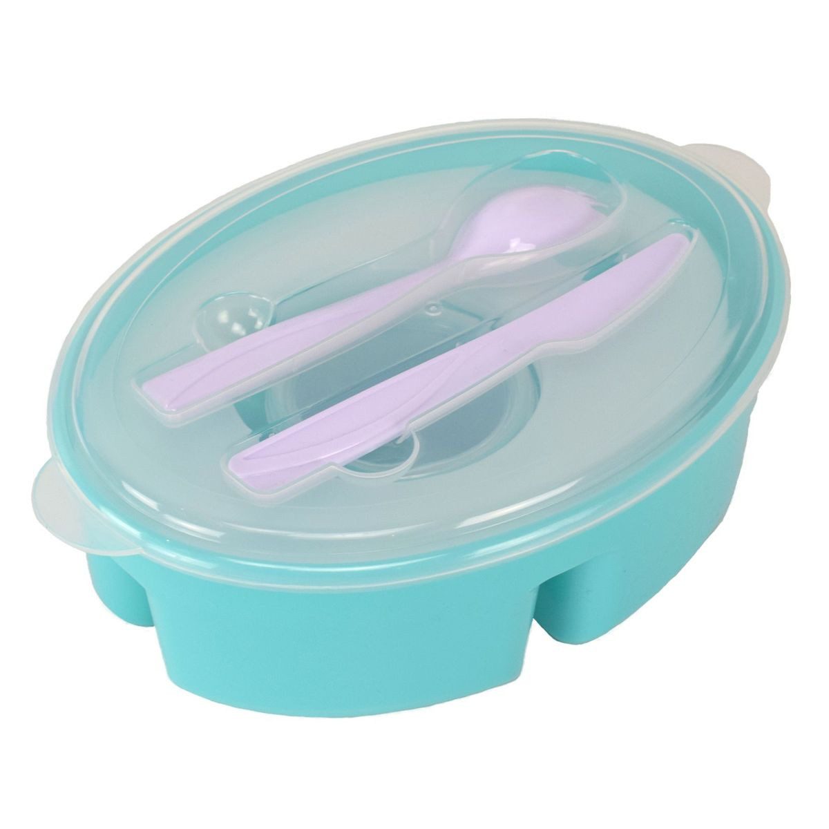 p:os Lunchbox Lunchbox Türkis mit Besteck, Soßenbecher & Kühlakku Brotdose Salatbox