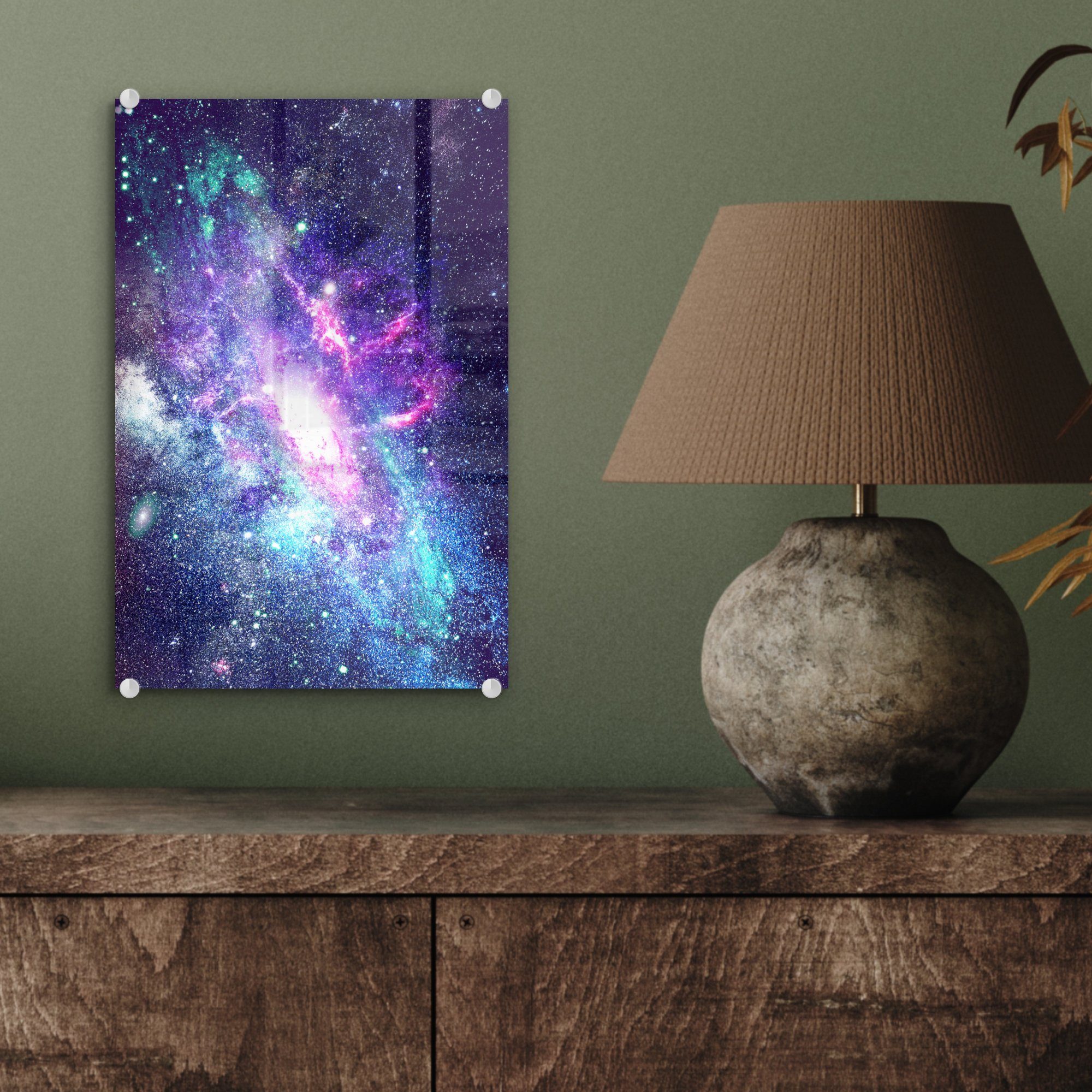 Weltraum MuchoWow - auf (1 - Bilder Glas St), auf - Sterne, Wanddekoration - Wandbild Glas Farben Glasbilder Acrylglasbild Foto -