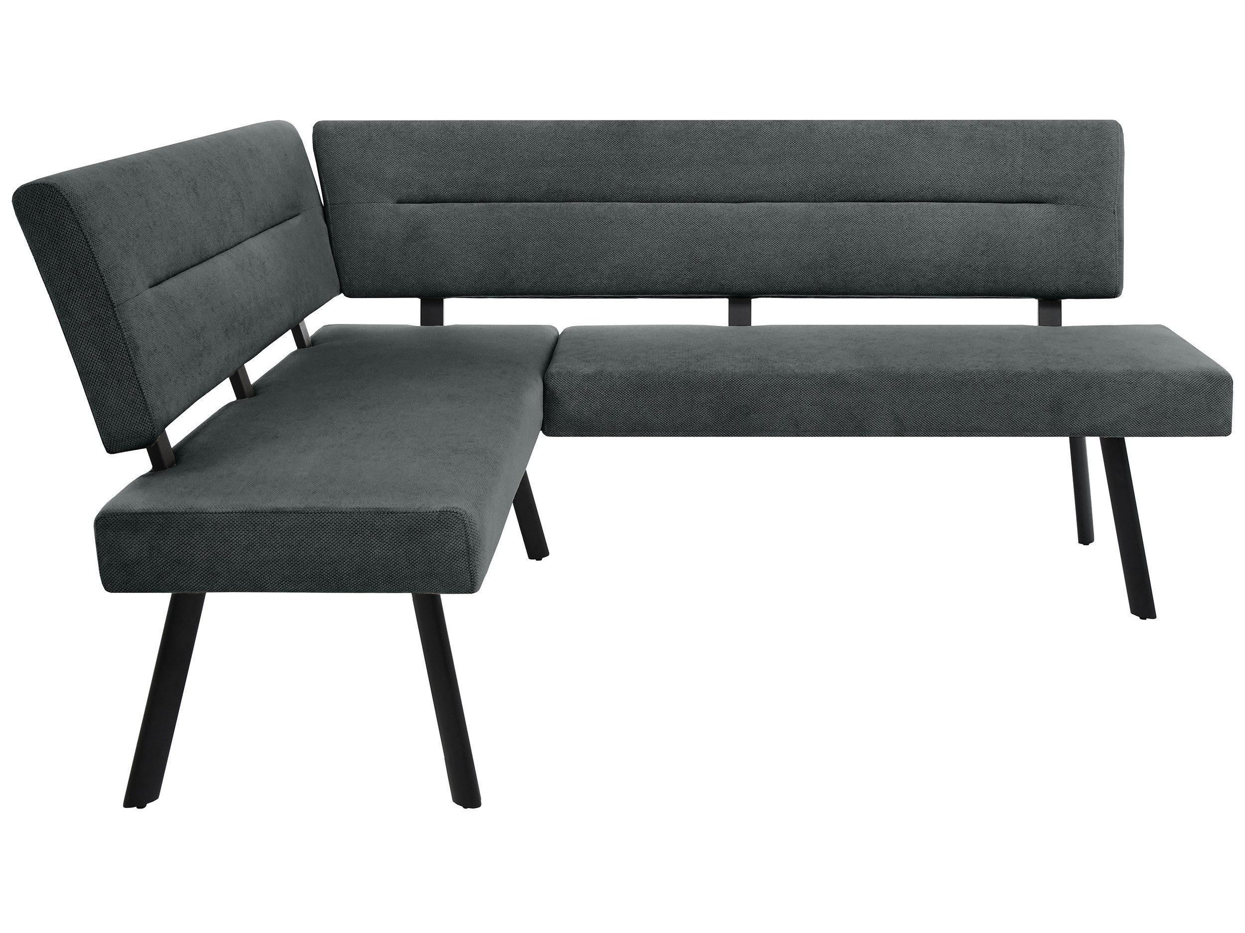 Beautysofa Eckbank ZERRA moderne Küchen-Eckbank und Esszimmerbank mit Stoff Curio (192 × 153 cm, hohe Rückenlehne), schwarzen pulverbeschichteten Metallbeinen