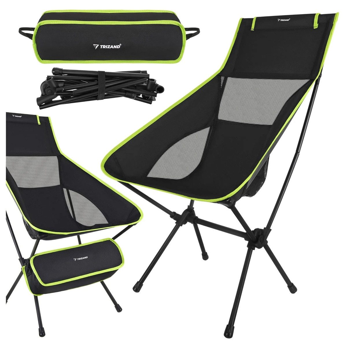 Wisam Campingstuhl Angelstuhl 41x52x86cm schwarz Trizand