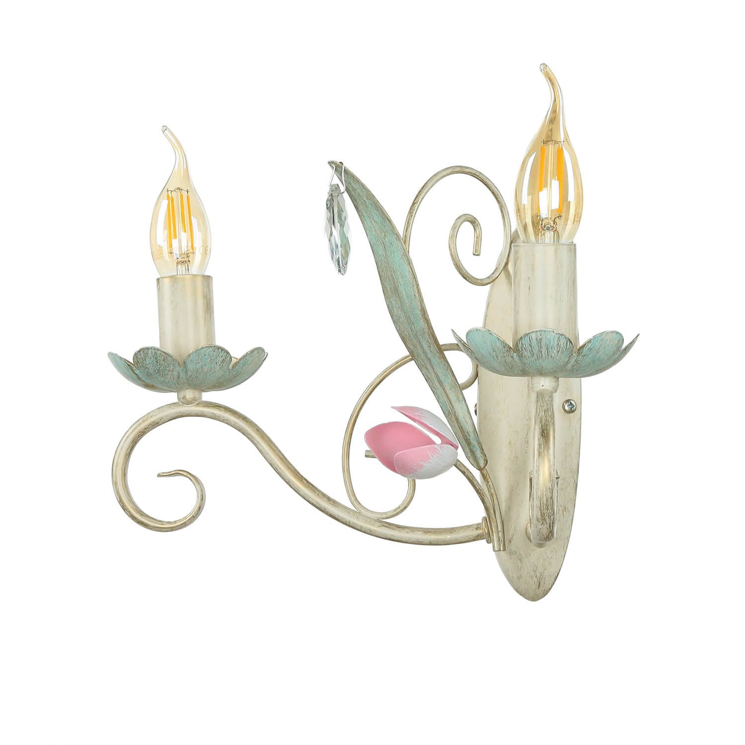 Licht-Erlebnisse Wandleuchte LUCE, ohne Leuchtmittel, Wandleuchte Weiß 2-flmg floral